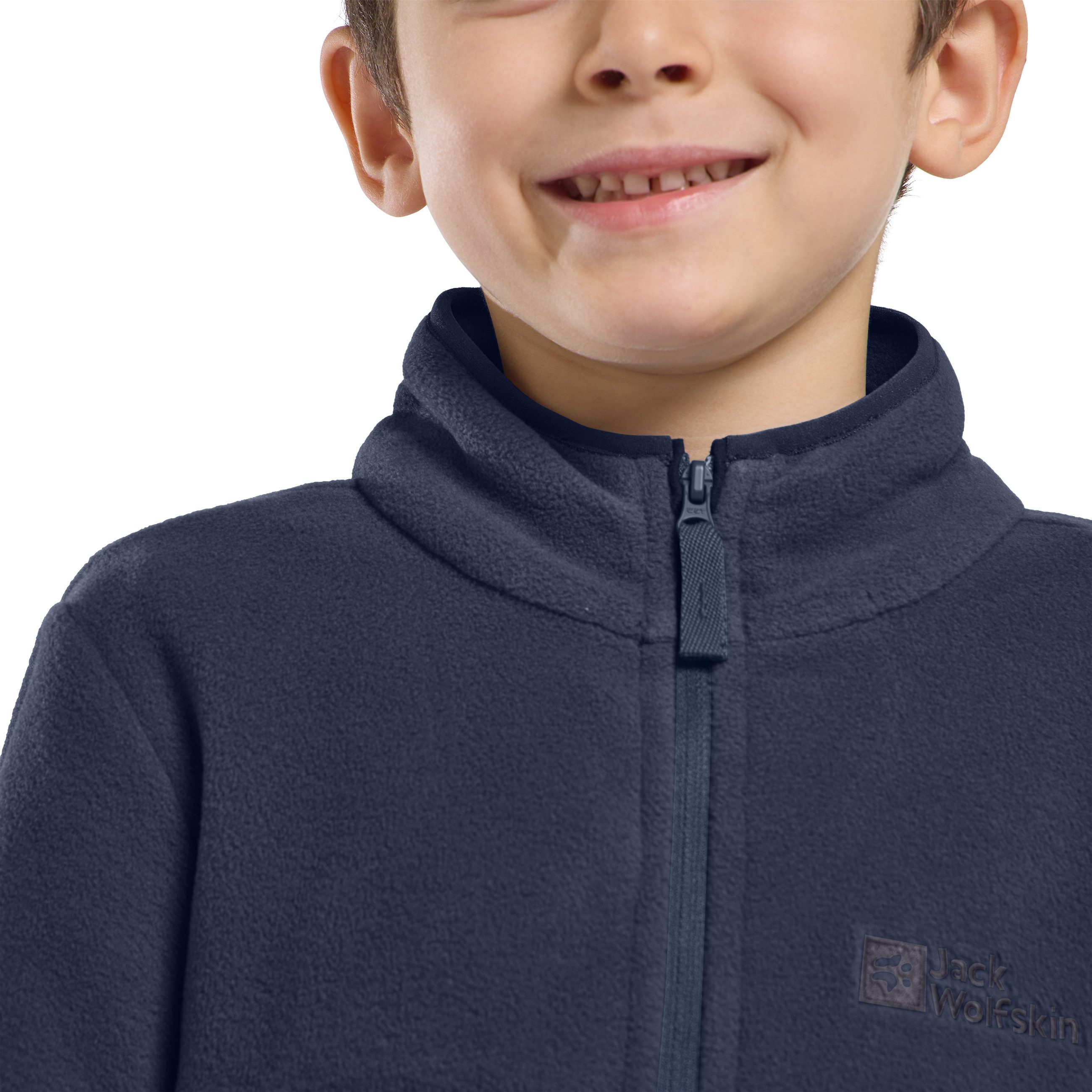 Jack Wolfskin Fleecejacke TAUNUS JACKET K hochschließender Kragen, mit Reißverschluss, atmungsaktiv, winddicht