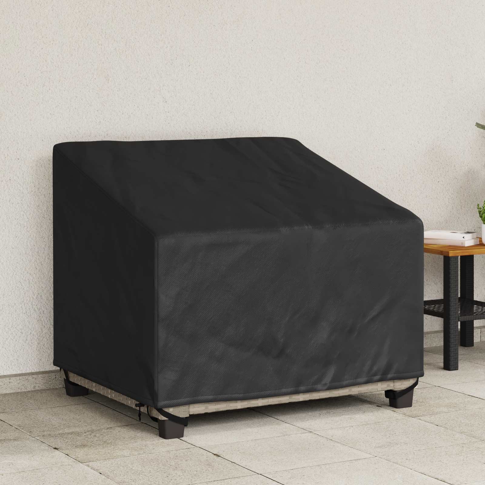 furnicato Gartenmöbel-Schutzhülle Gartenstuhl-Hülle 96x79x74 cm Schwarz aus robustem Oxford-Stoff, UV-beständige Schutzhülle mit Druckknopfverschluss für die Terrasse