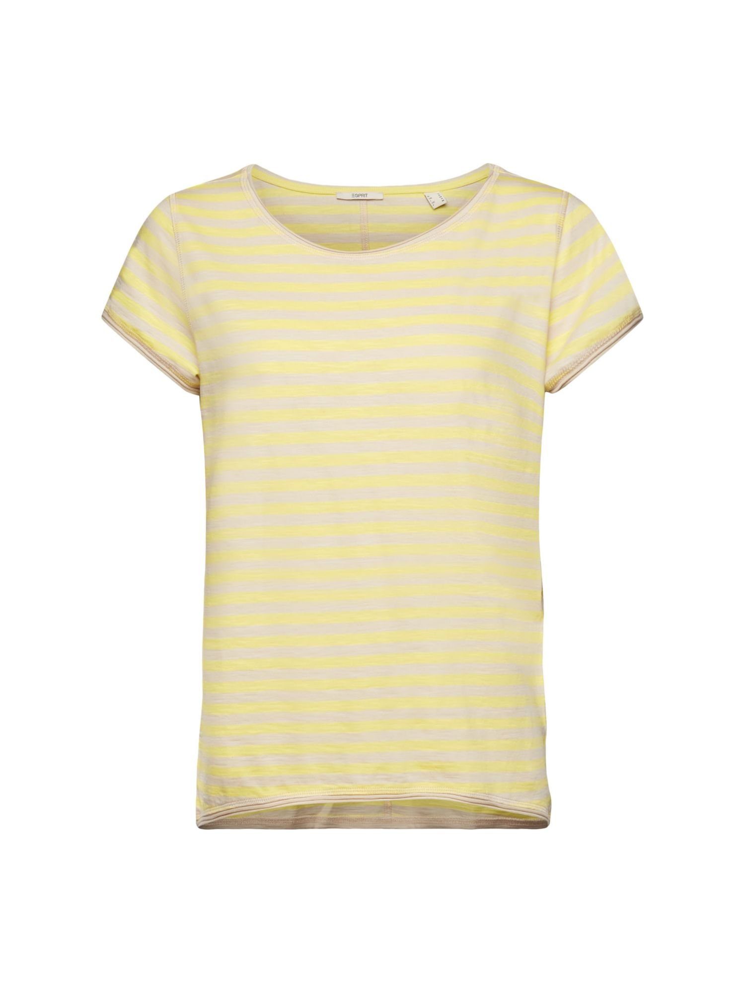 Esprit T-Shirt Streifen-T-Shirt mit Rollkanten (1-tlg) LIGHT TAUPE