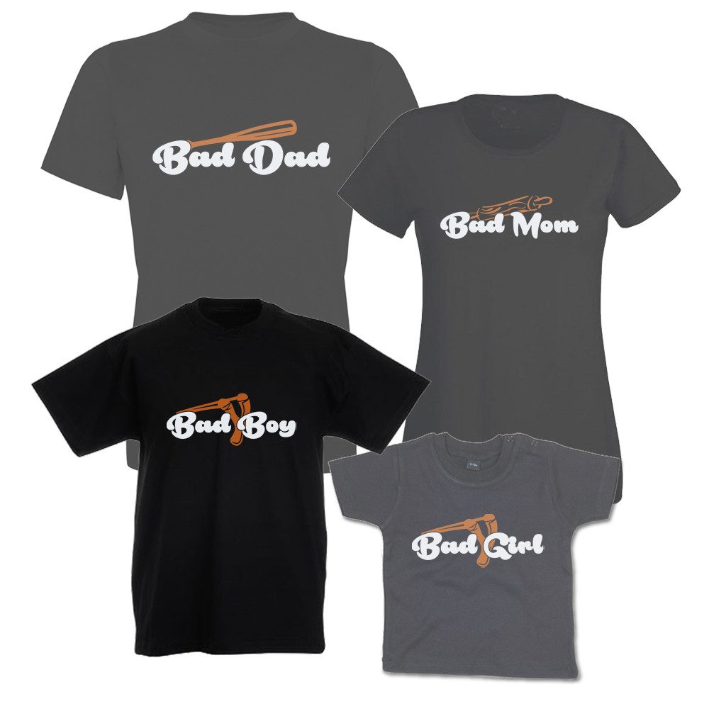 G-graphics T-Shirt Bad Family - Bad Dad, Bad Mom, Bad Boy & Bad Girl (Familienset, Einzelteile zum selbst zusammenstellen) Kinder- & Erwachsenen-T-Shirt-Set mit Frontprint