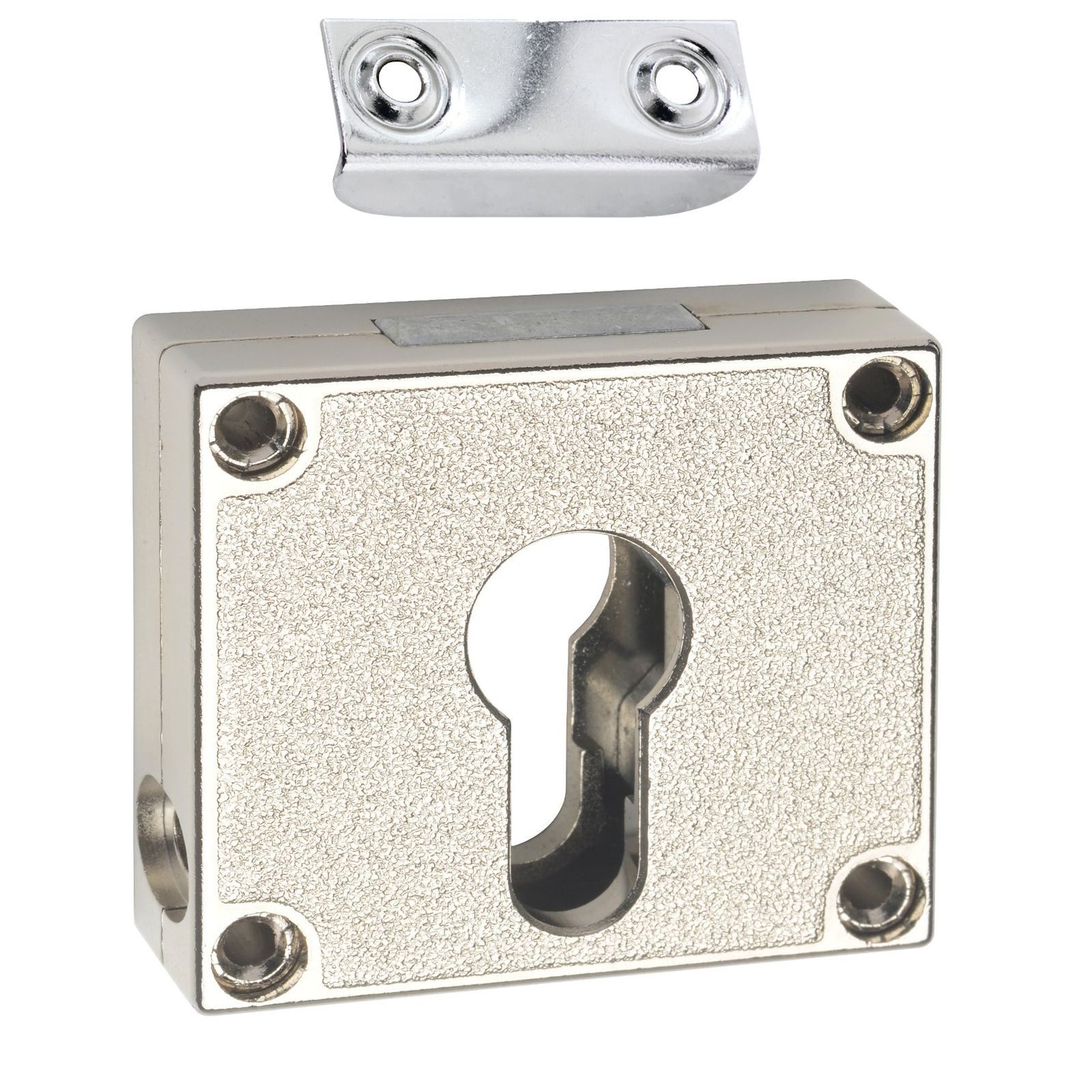 SO-TECH® Aufschraubschloss PZ-Riegelschloss Dornmaß 25 mm Anschlag oben, 1-tlg., für nach unten öffnende Schrankklappen, inkl. Schließblech