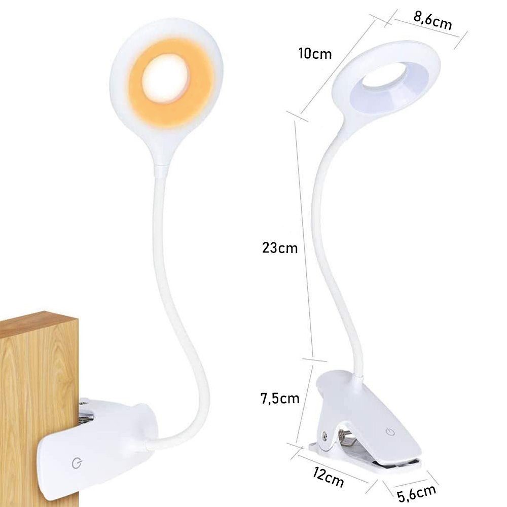 POPOLIC LED Leselampe LED Klemmlampe, USB Aufladbar Akku Tischlampe, Touch- günstig online kaufen