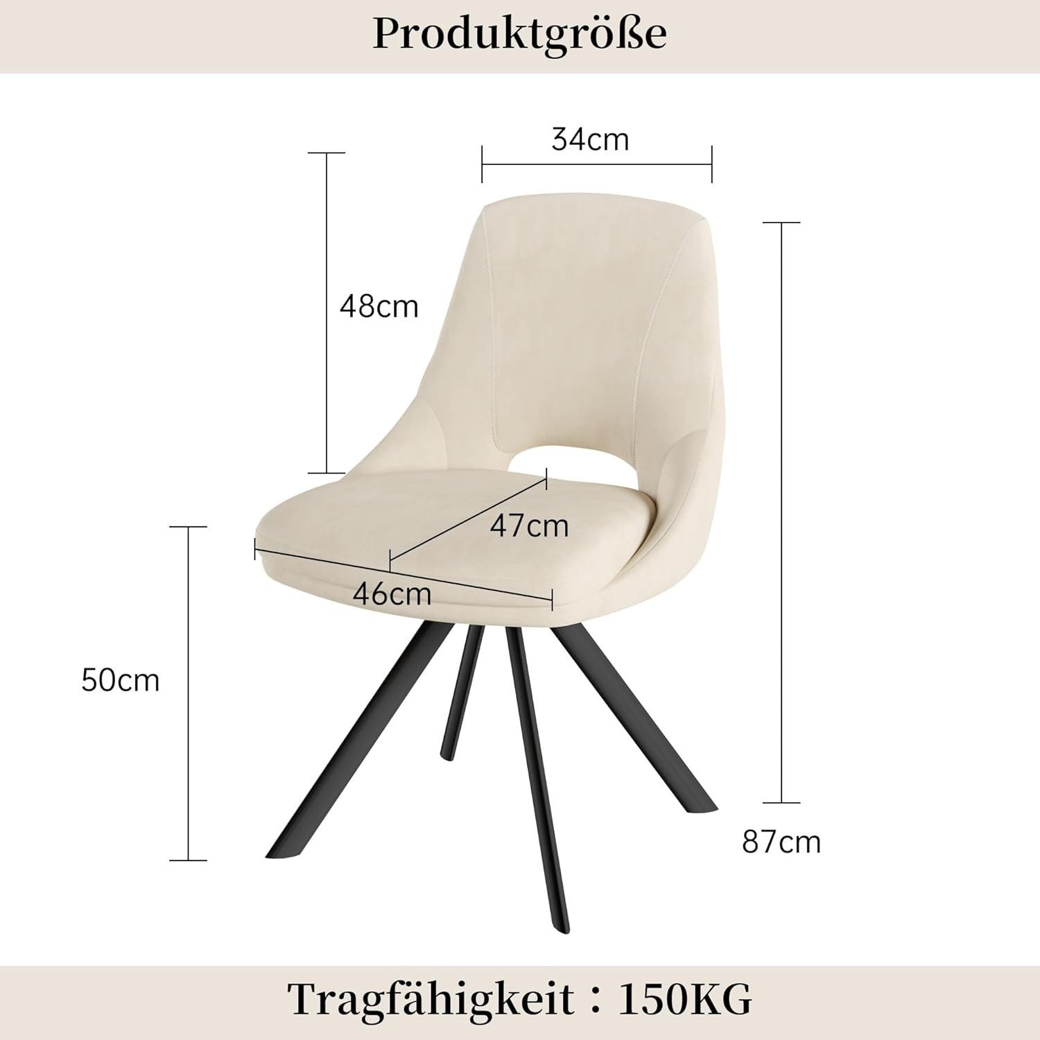 Jiexi Esszimmerstuhl Polsterstuhl 2/4/6/8er Set, moderner Küchenstuhl im skandinavischen – Bild 4 von 5