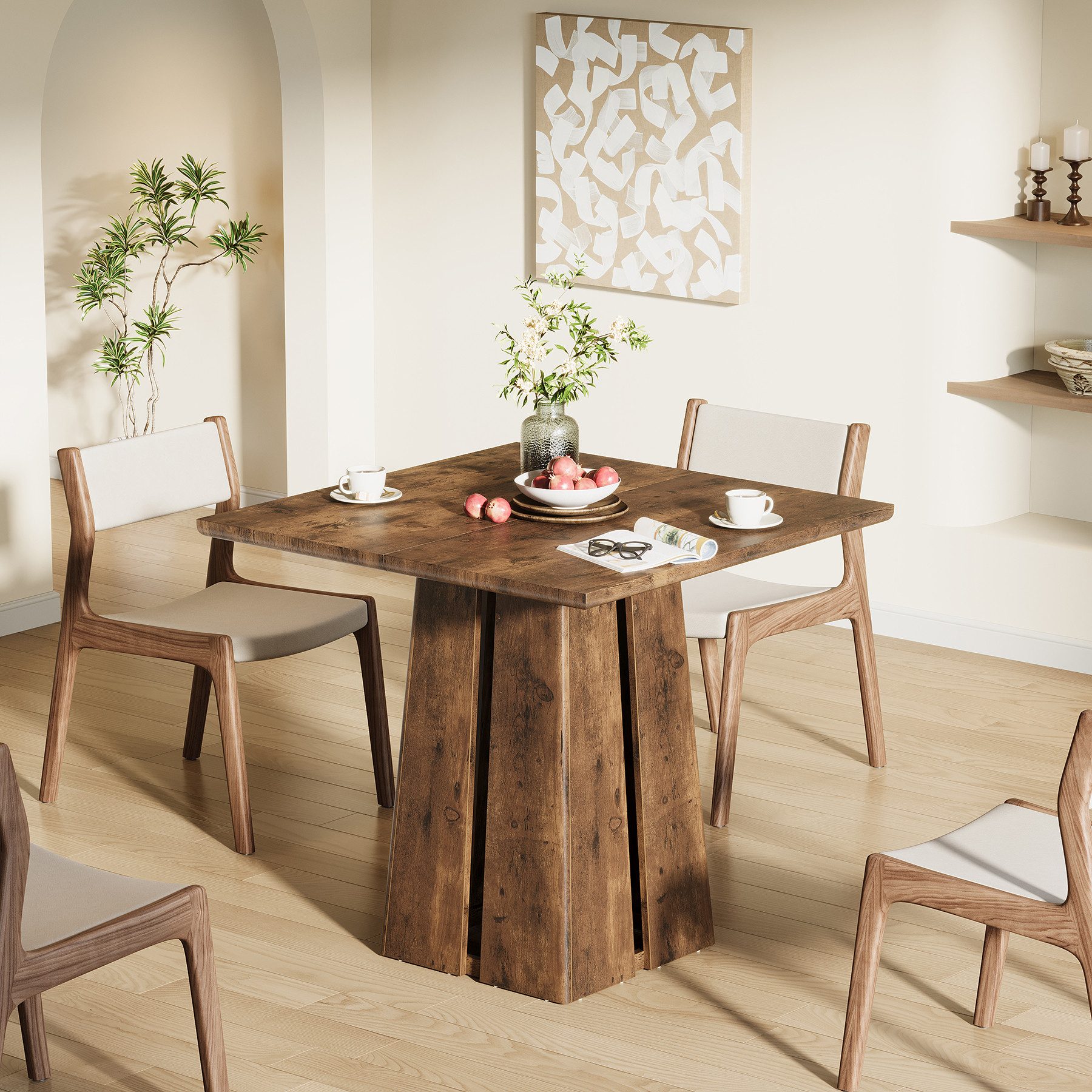 Tribesigns Esstisch Industrieller Küchentisch für 4, Quadratisch 80cm Klein Esszimmertisch