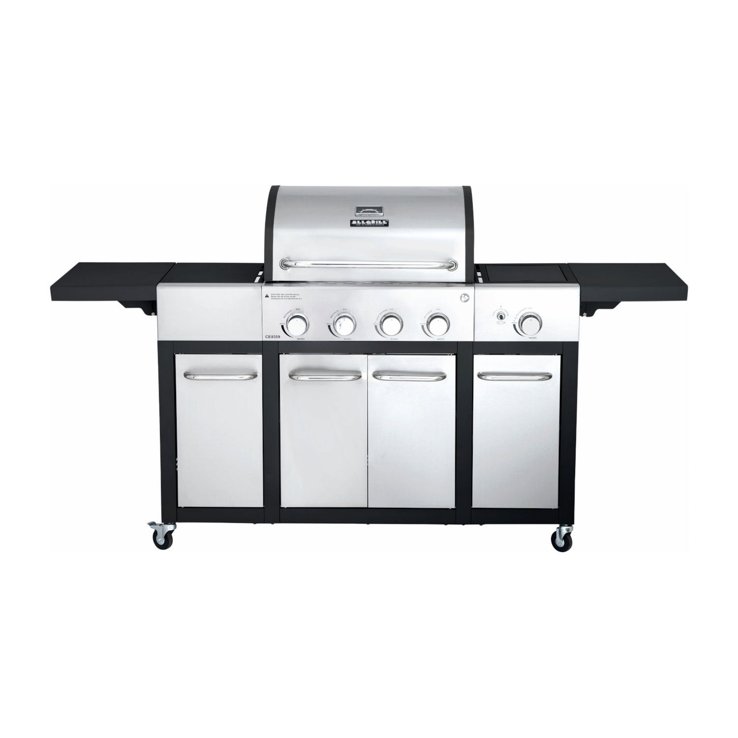 All Grill Gasgrill Allgrill Basic-Line Major Edelstahl/schwarz Gasgrill mit 4 Brennern