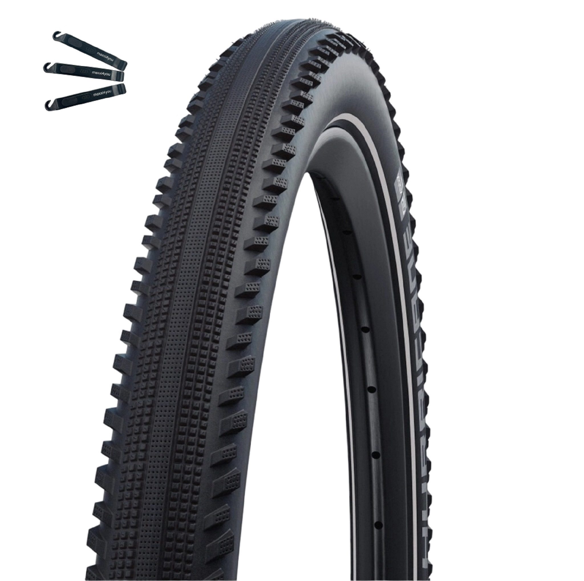 maxxi4you Fahrradreifen 1 x Schwalbe Fahrradreifen Hurricane Schwarz/Reflex inkl. Reifenheber