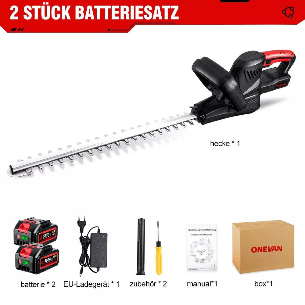 ONEVAN Akku-Heckenschere Bürstenlose Grasschere & Strauchschere, günstig online kaufen