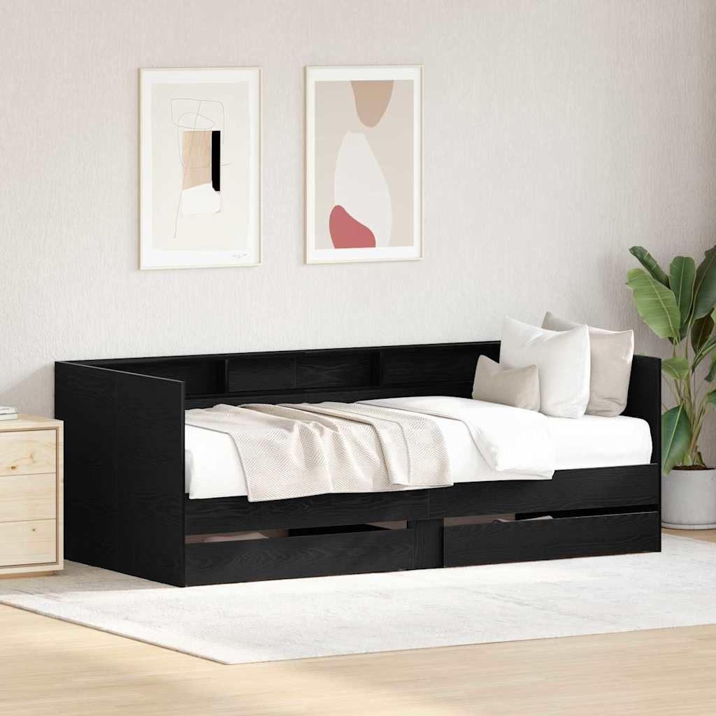 vidaXL Daybed, Tagesbett Schwarz Eichen-Optik 100 x 200 cm Holzwerkstoff
