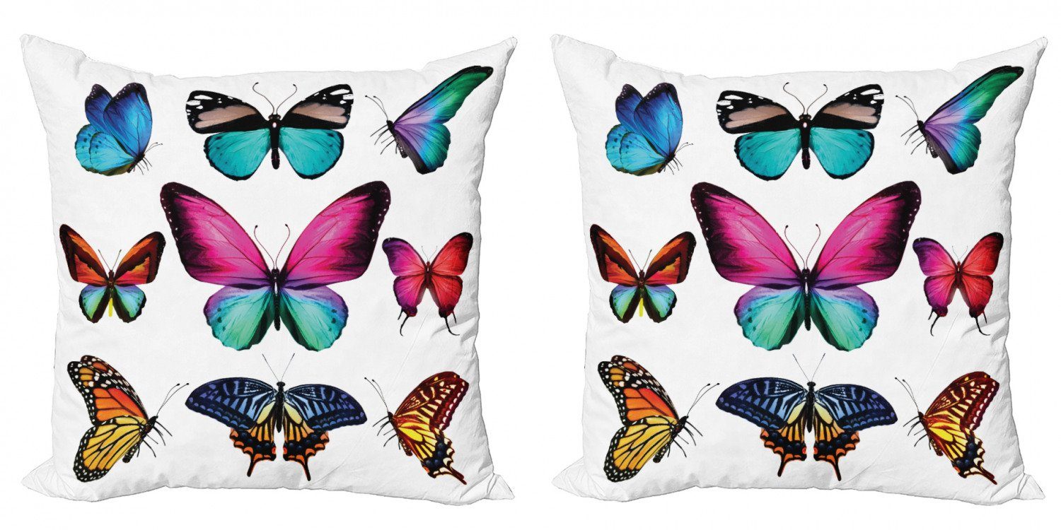 Kissenbezüge Modern Accent Doppelseitiger Digitaldruck, Abakuhaus (2 Stück), Natur Lebendige Schmetterlinge Set