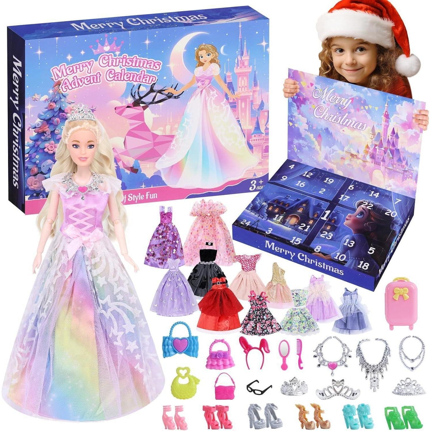 LuxusKollektion Spielzeug-Adventskalender Adventskalender 2024 Mädchen Weihnachts-Countdown Puppe Kostüme