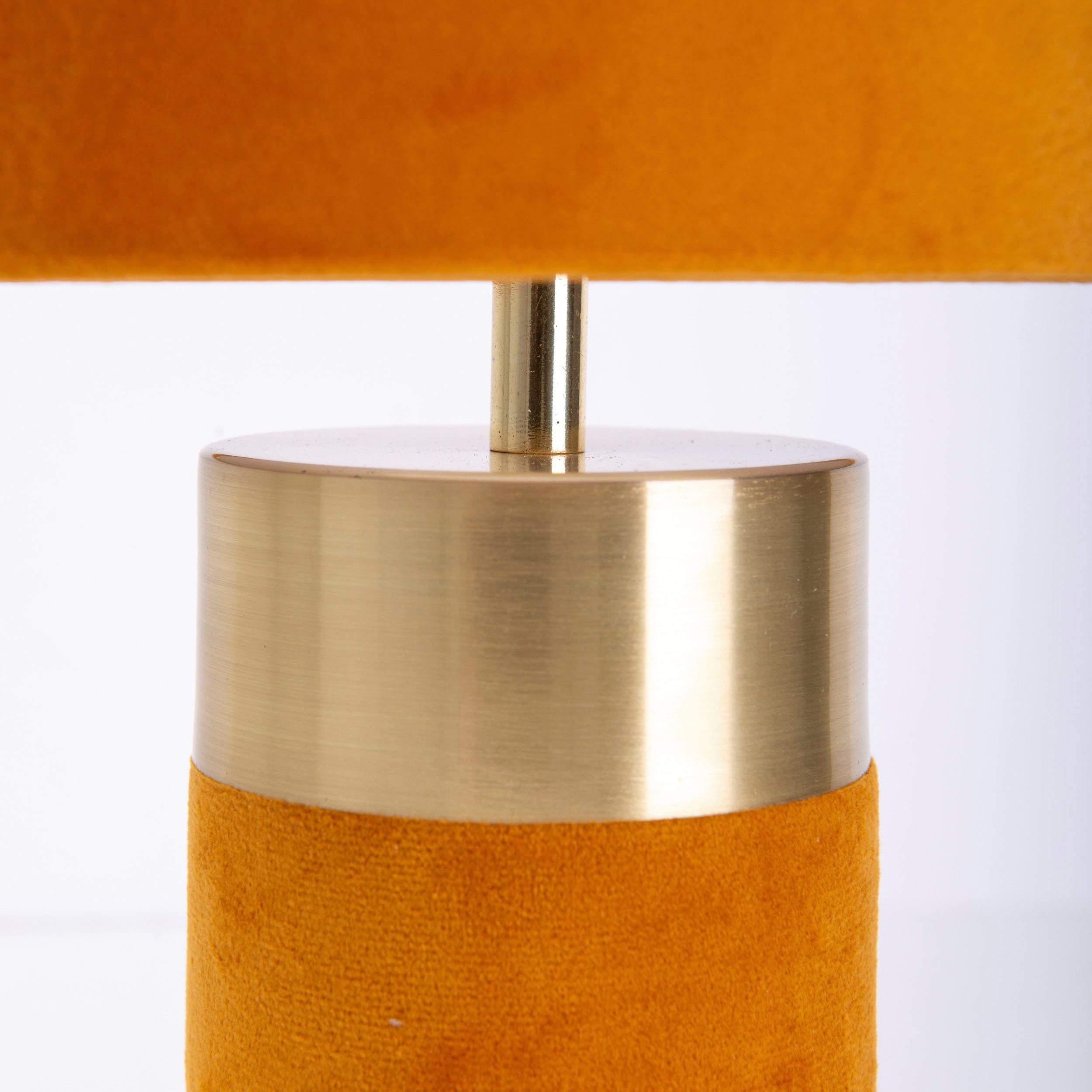 näve Tischleuchte Bordo, ohne Leuchtmittel, golden, braun H: Zuleitung Fuß 150cm Textilschirm braun, 1xE14, 32cm