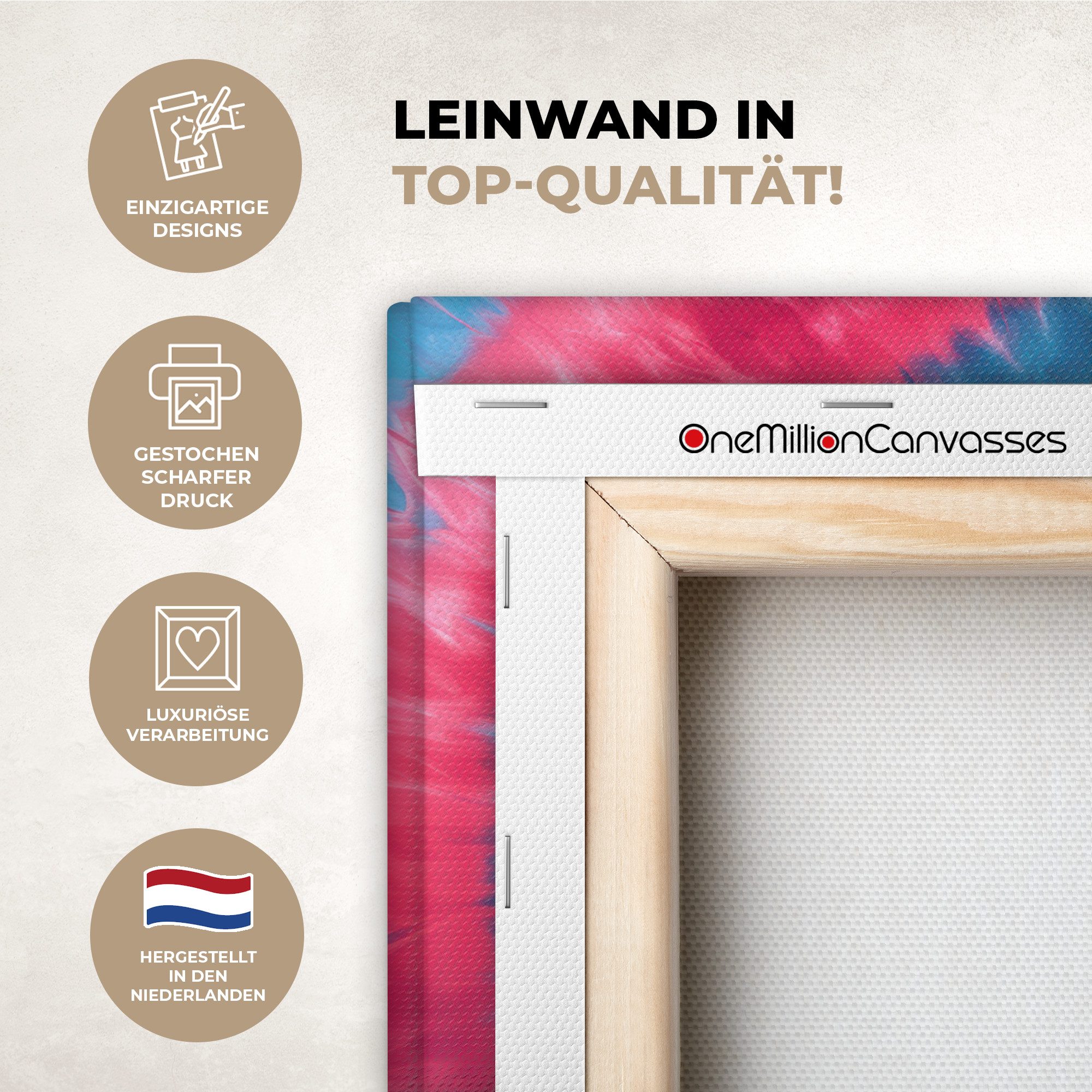 OneMillionCanvasses® Leinwandbild Spirale - Rosa - Rotierend, Fotodruck (1 St), Wandbild Leinwandbilder, Aufhängefertig, Wanddeko 40x30 cm