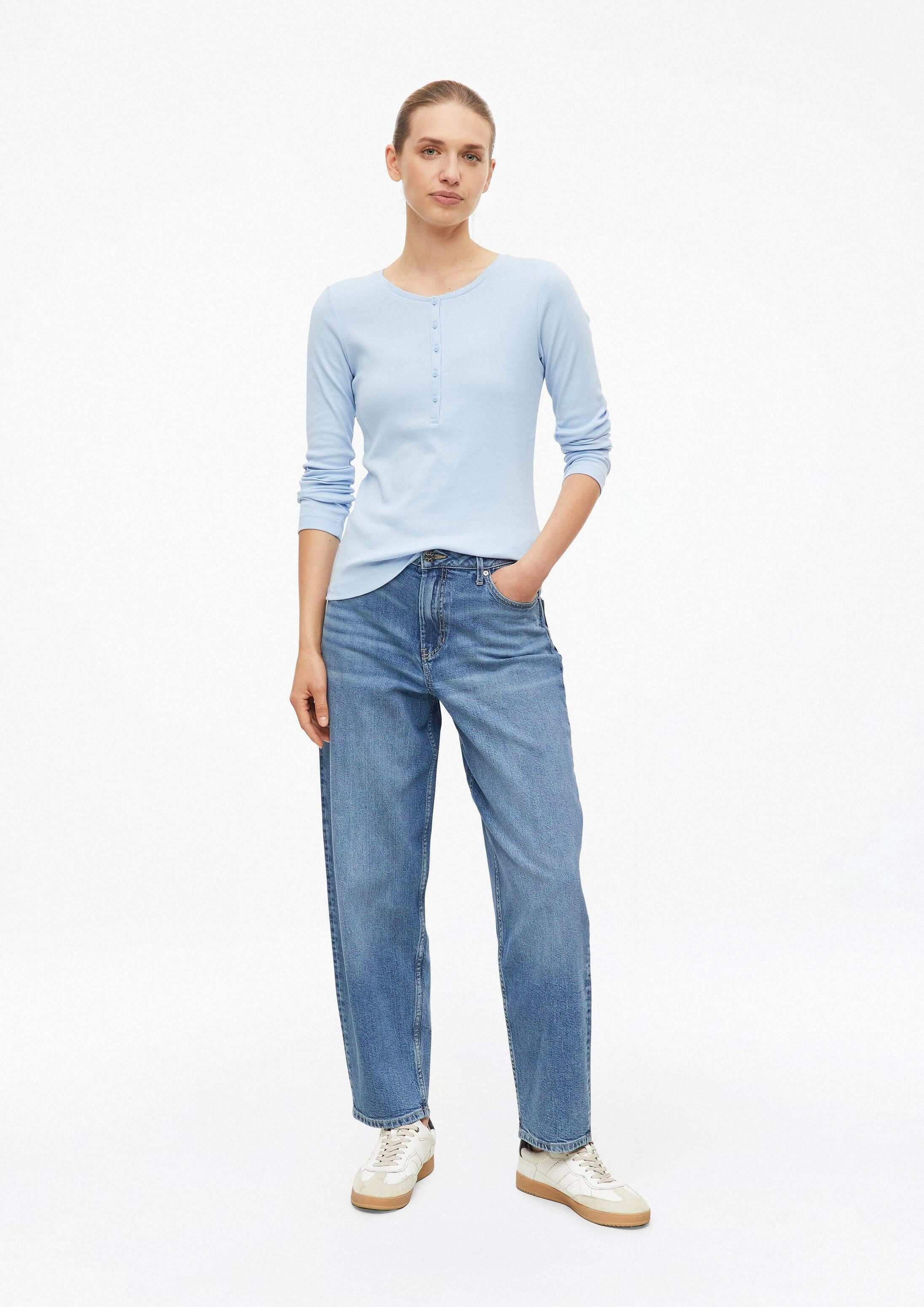s.Oliver Langarmshirt T-Shirt Geripptes Henley-Shirt – Bild 5 von 5