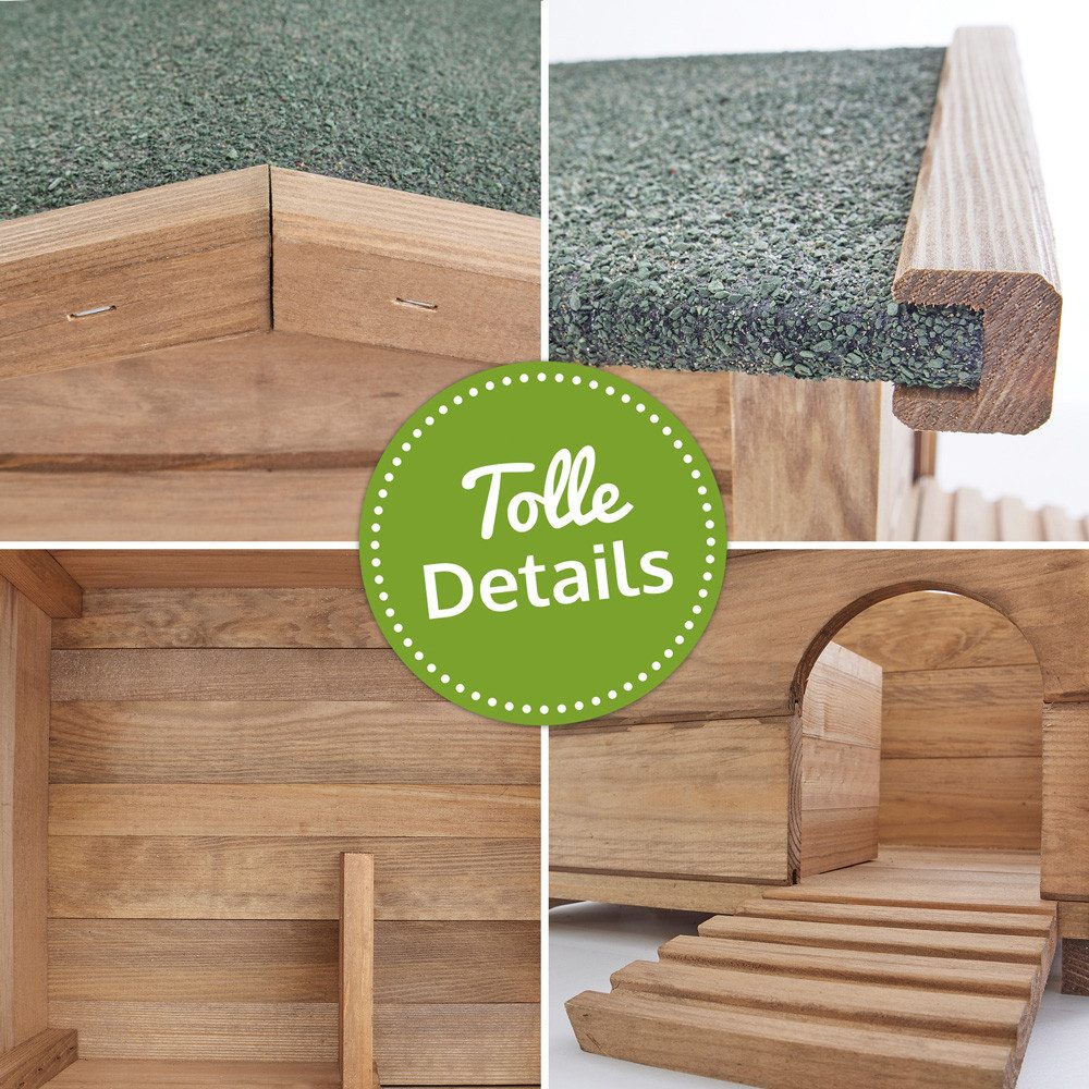 Zooprinz Igelhaus Ruby mit abnehmbarem Bitumendach, Winter, Wetterfest, massives Vollholz, Igelhütte Winterquartier