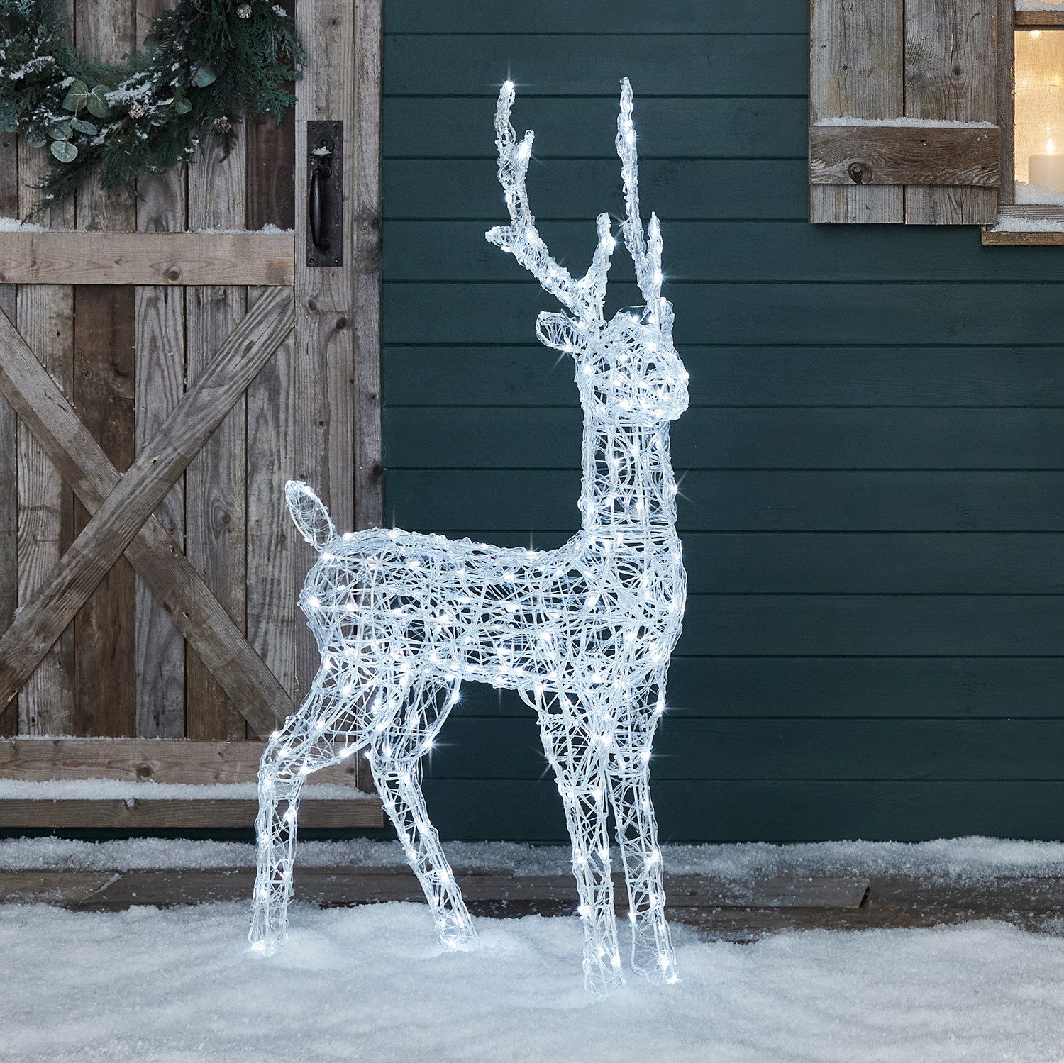 Lights4fun LED-Dekofigur LED-Rentier Hirsch M Swinsty