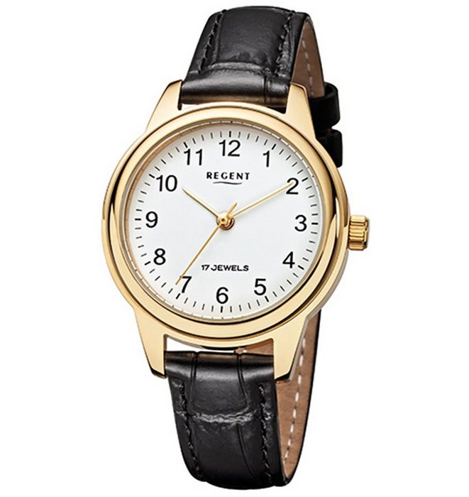 Regent Quarzuhr Regent Damen-Armbanduhr schwarz Analog (Armbanduhr) Damen Armbanduhr rund mittel (ca. 31mm) Edelstahl Elegant