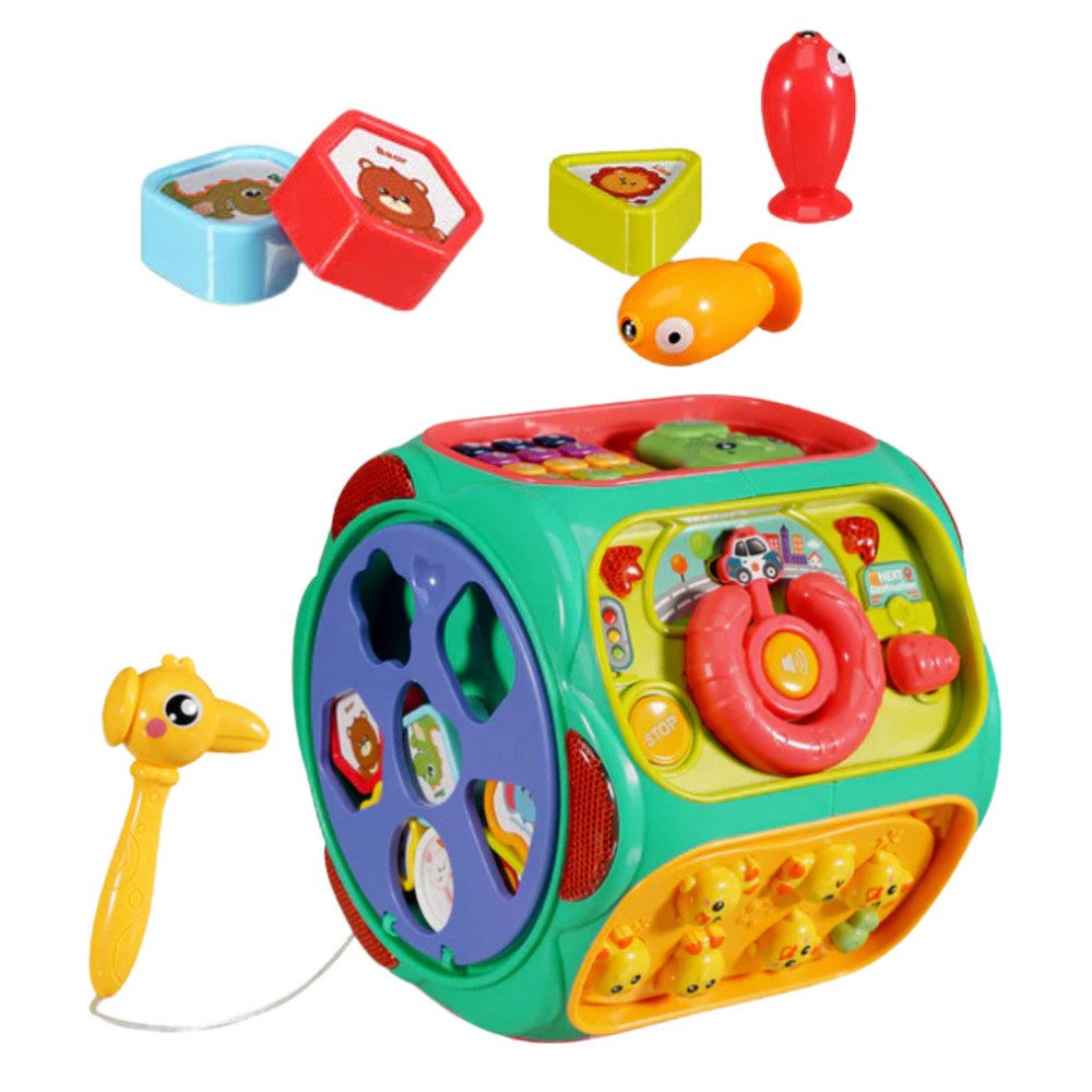 LEAN TOYS Lernspielzeug Aktivitätswürfel Motorikwürfel Spielwürfel (Spar-Set, 1-St., 8in1 Funktionen tragbar), 8in1 Funktionen, Licht- & Klangeffekte, ab 18 Monaten