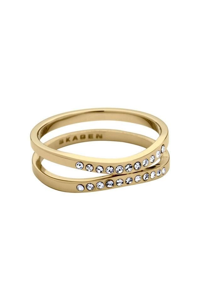SKAGEN Fingerring Skagen Damenring SHINY GOLD DOUBLE Gr.55 JRSG027S7
