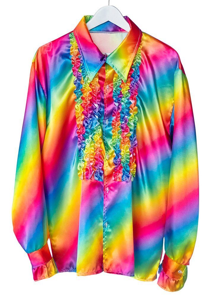 Boland T-Shirt Schlagerstar Rüschenhemd regenbogen 70er günstig online kaufen