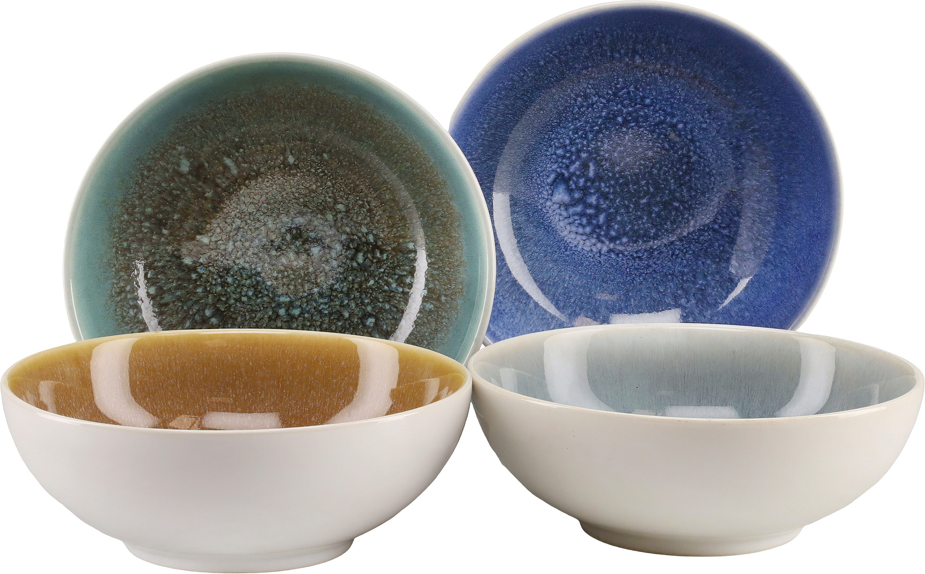 CreaTable Schüssel Caldera Mix, Buddha Bowl, 4-tlg., Steinzeug, (Set, 4-tlg), Moderne Coupeform, Reaktivglasur