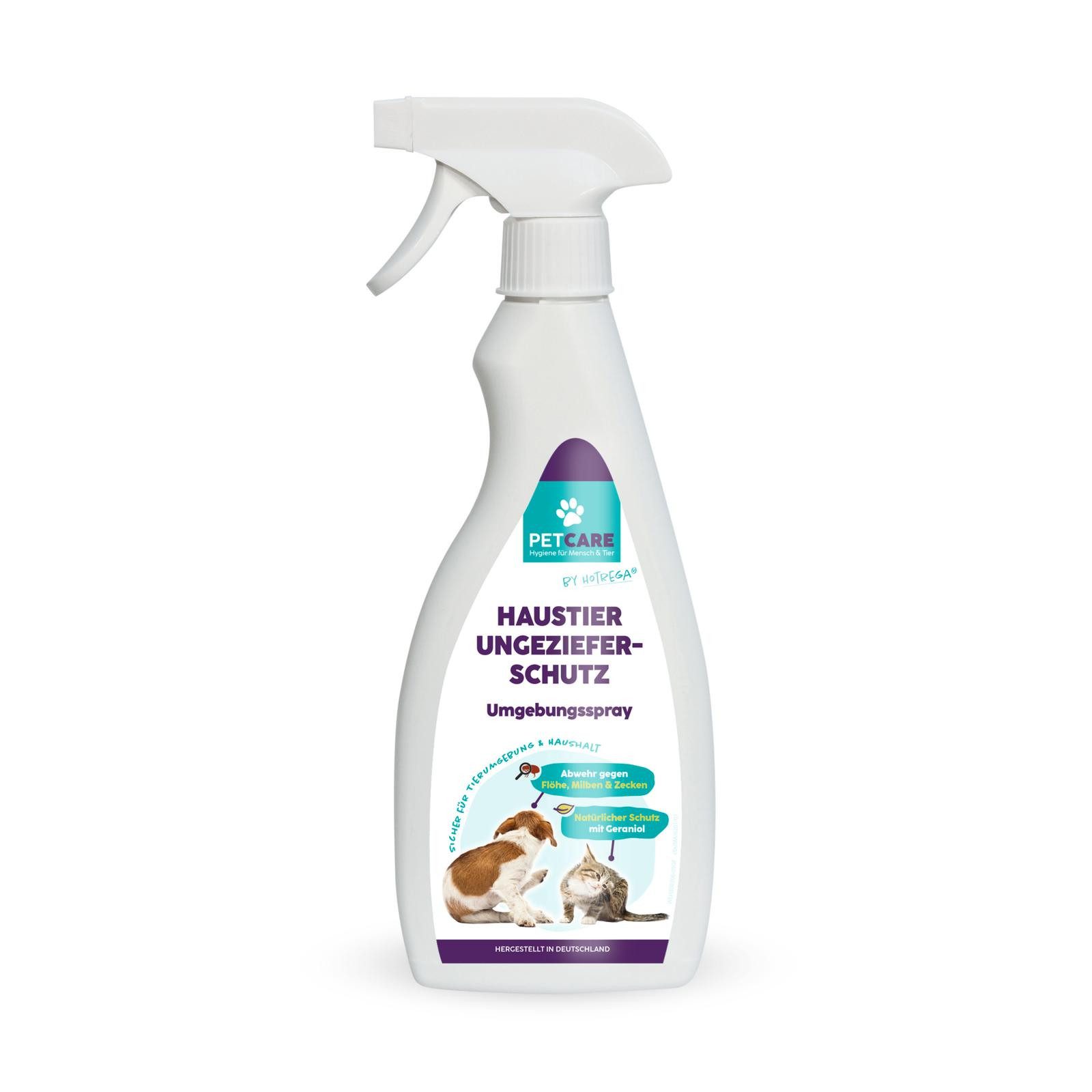 HOTREGA® Zeckenschutzmittel Petcare Haustier-Ungeziefer-Schutz Umgebungsspray 500 ml, 500 g, 0.5 l, für Hunde und Katzen