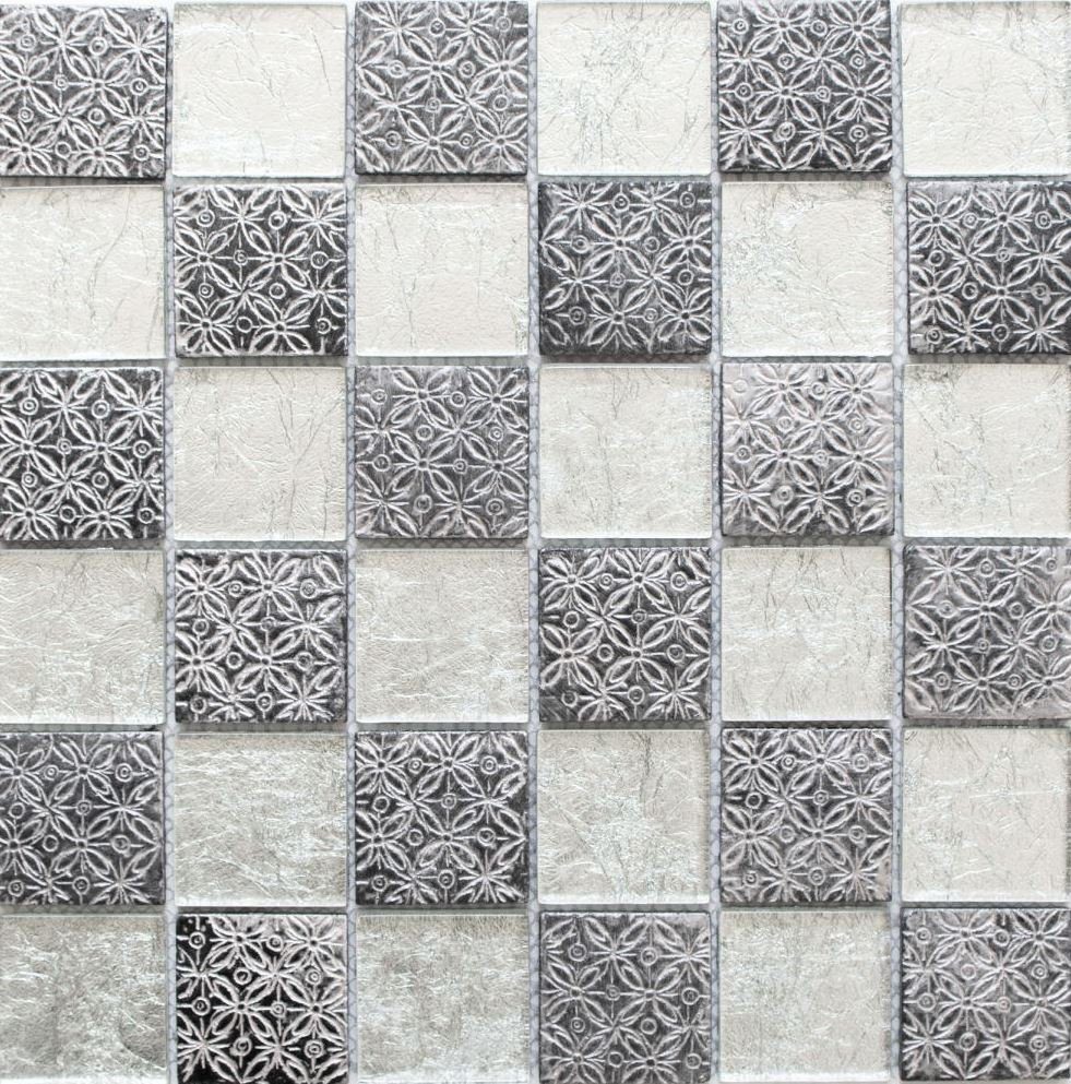 Matten glänzend / Mosani Mosaikfliesen silber Mosaik 10 Resin Glasmosaik