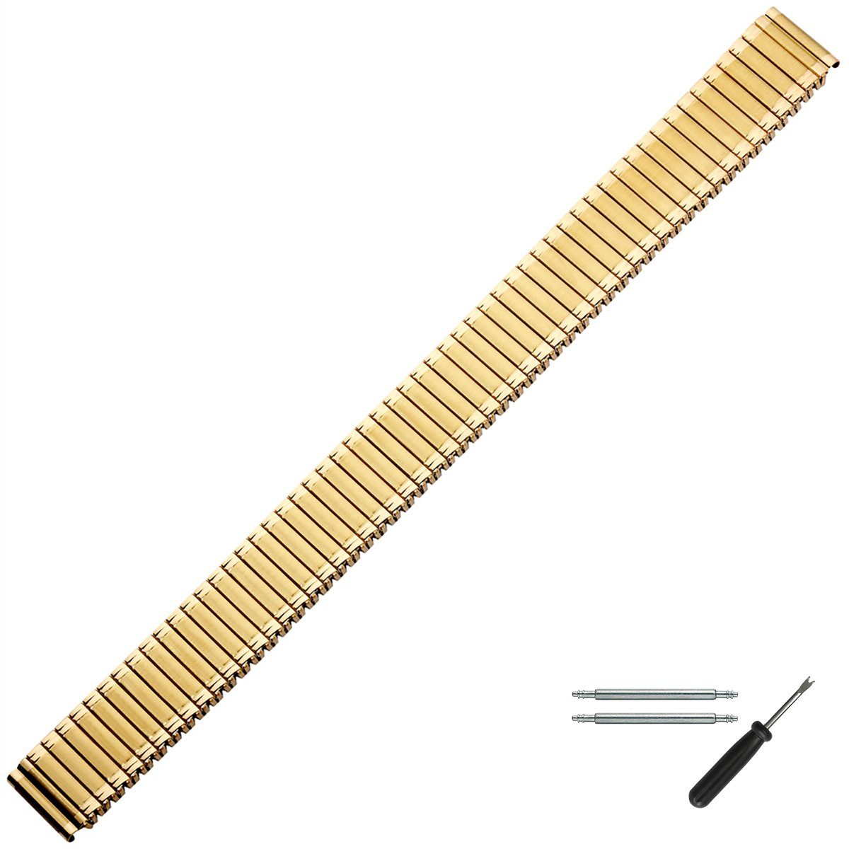 MARBURGER Uhrenarmband 14mm Edelstahl Gold Zugband