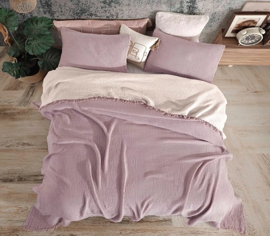 Wohndecke Bio-Musselin Wende Wohndecke in Lila, günstig online kaufen