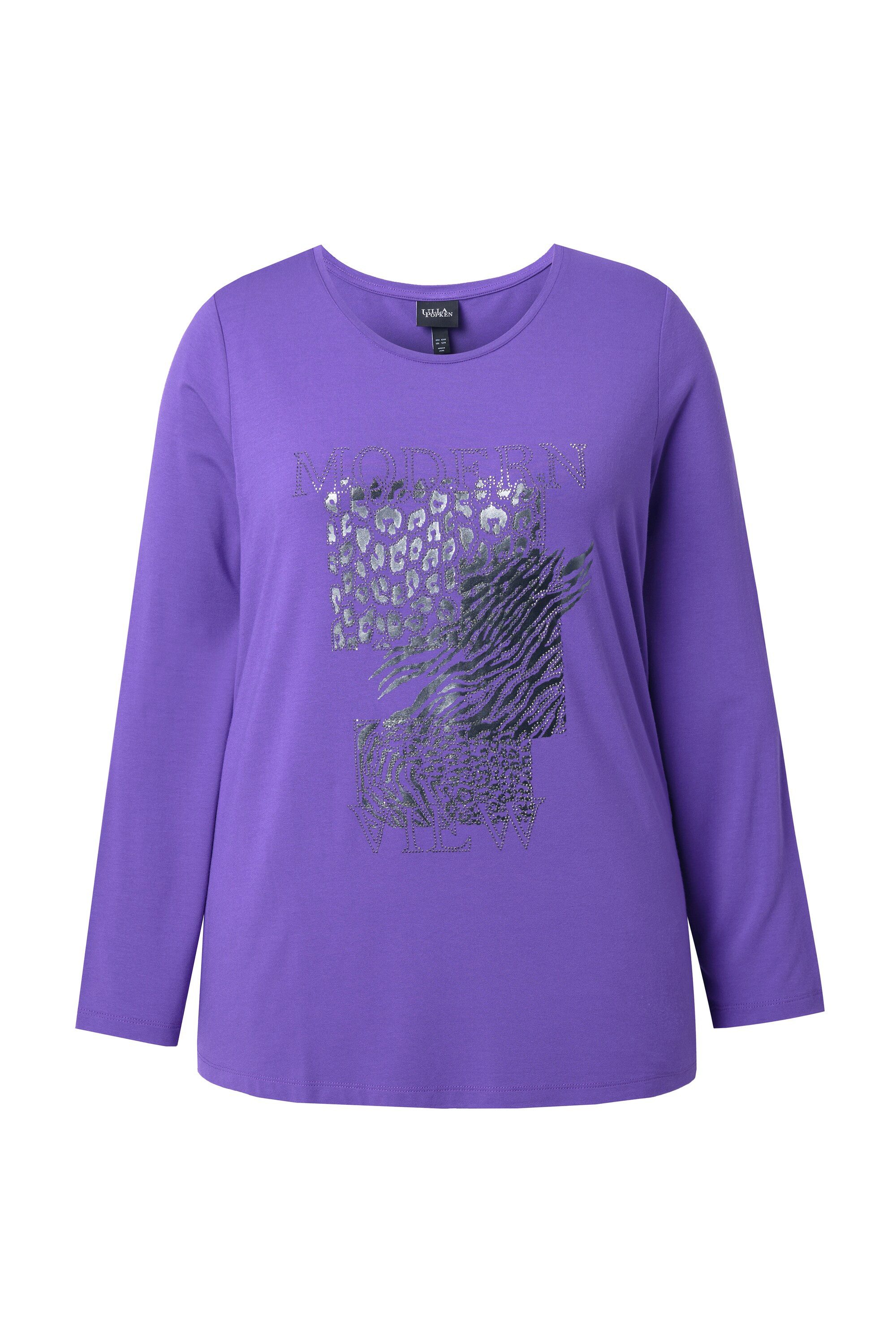 Longsleeve Shirt Ziersteine Classic Rundhals Langarm