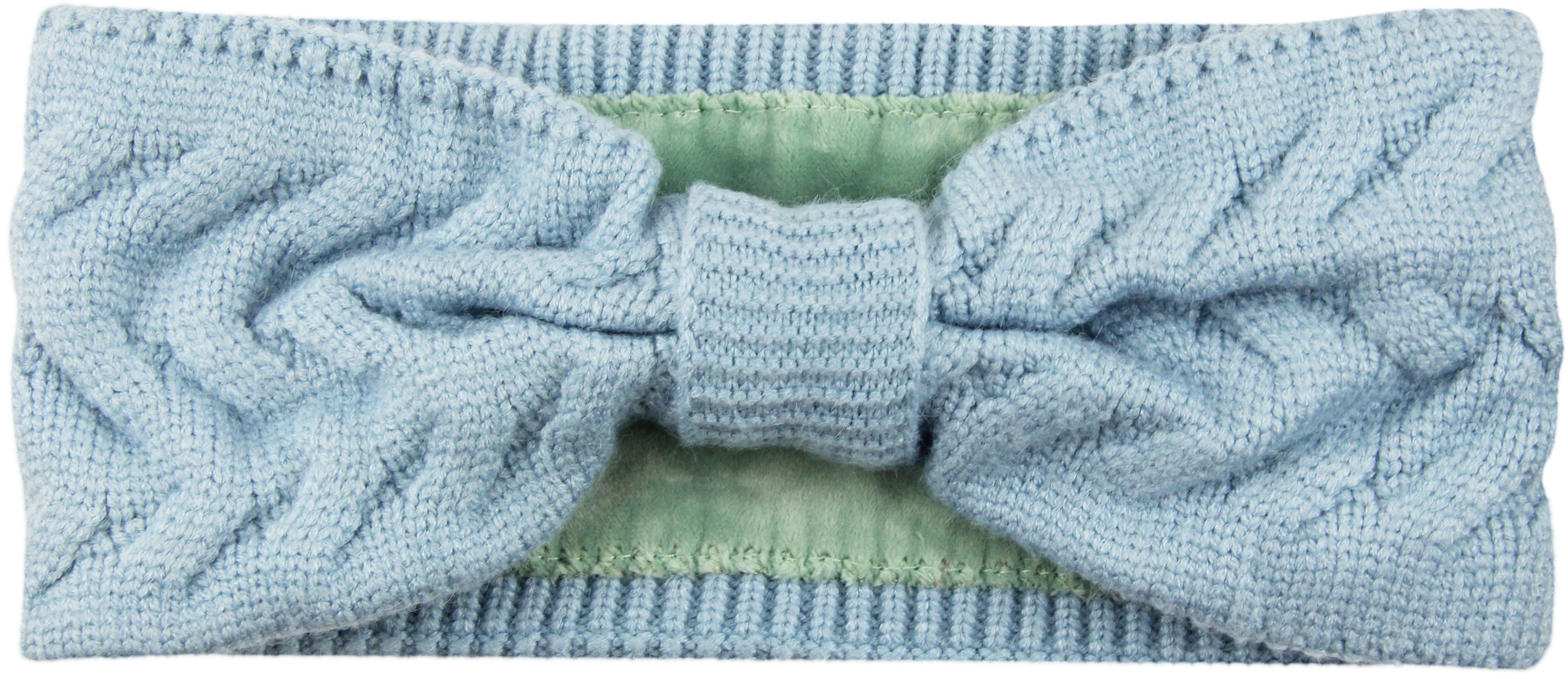 Frentree Stirnband gefüttertes warmes Haarband, mit Damen Blau Mädchen Schleife, Fleece Innenfutter Strick Ohrenwärmer