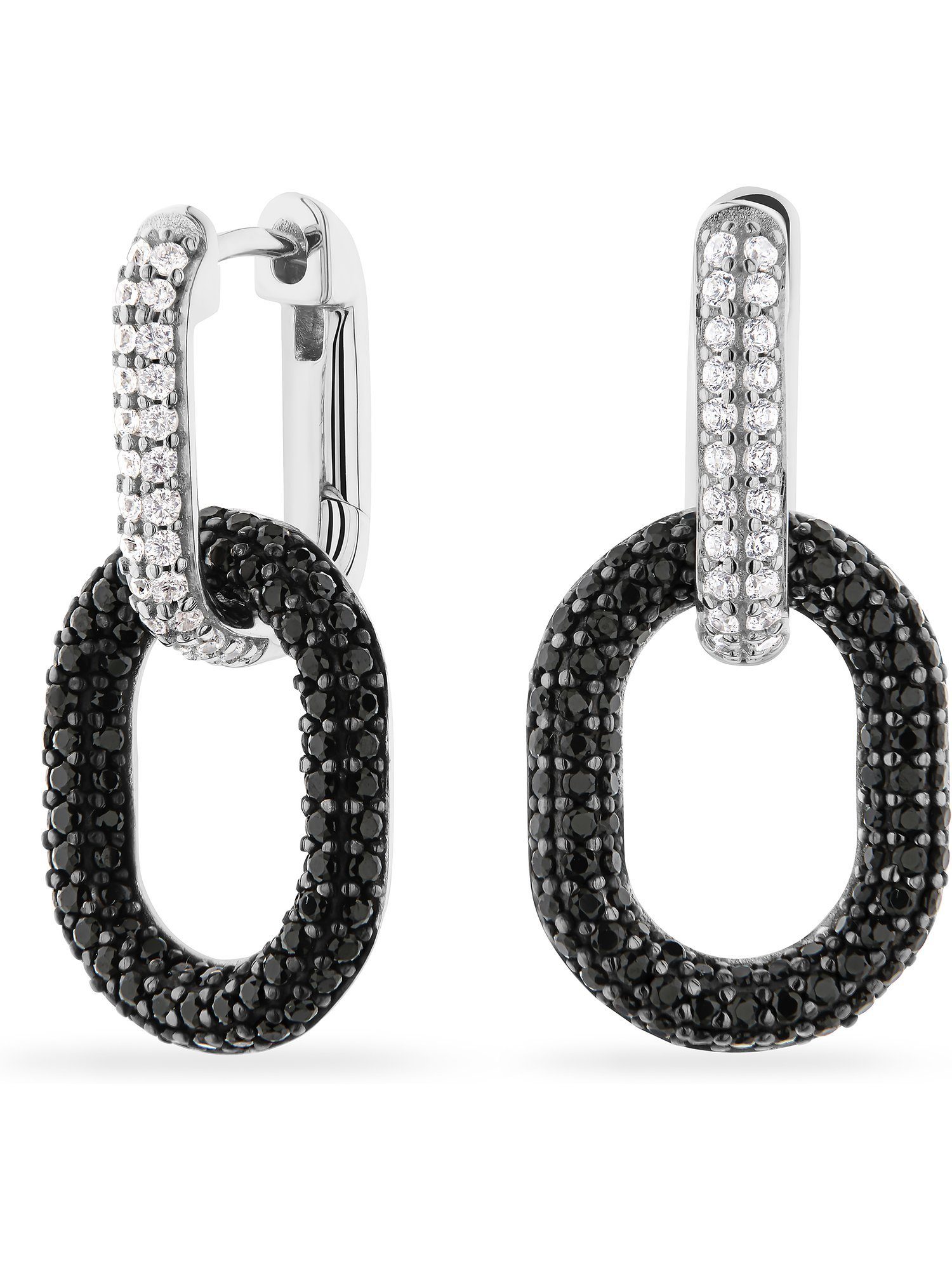 JETTE Paar Creolen JETTE Damen-Creolen 925er Silber 48 Zirkonia (Paar), LIQUID