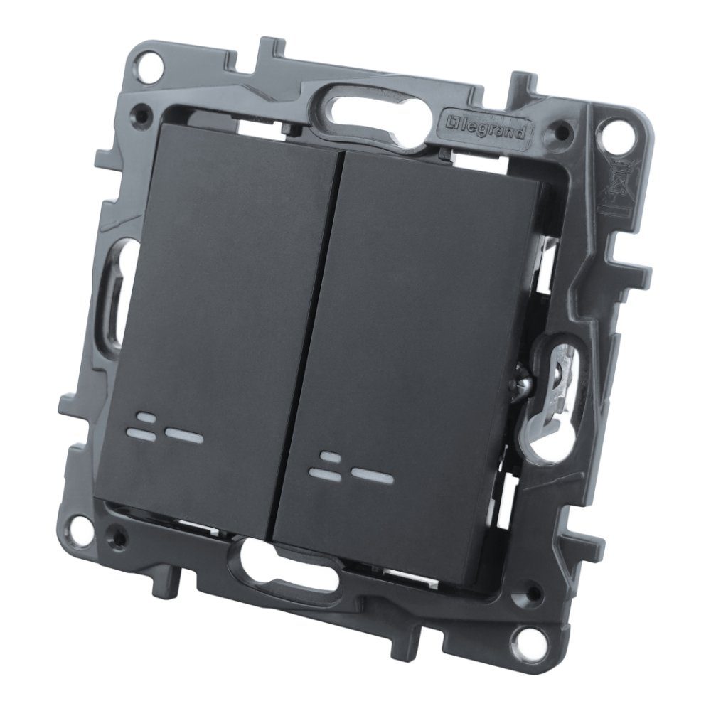 legrand® Schalter Doppelschalter beleuchtet schwarz Niloe Step (1-St)
