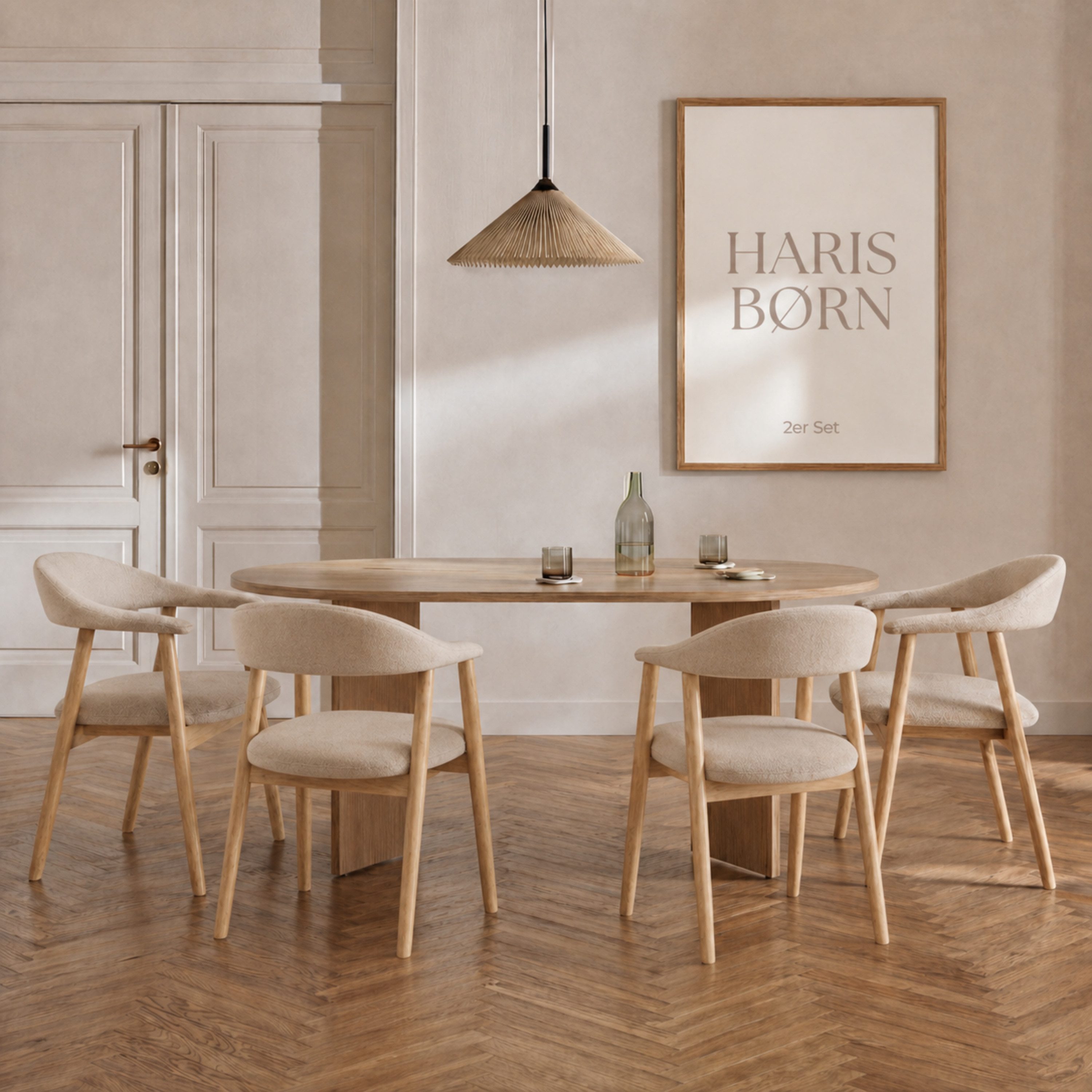 Haris Børn Esszimmerstuhl ELIN - (Massiv Eiche) Bequeme Polster Esszimmerstühle mit Armlehne (Set, 4 St), Premium Esstisch Stühle & Wohnzimmerstühle - Moderne Stühle Esszimmer