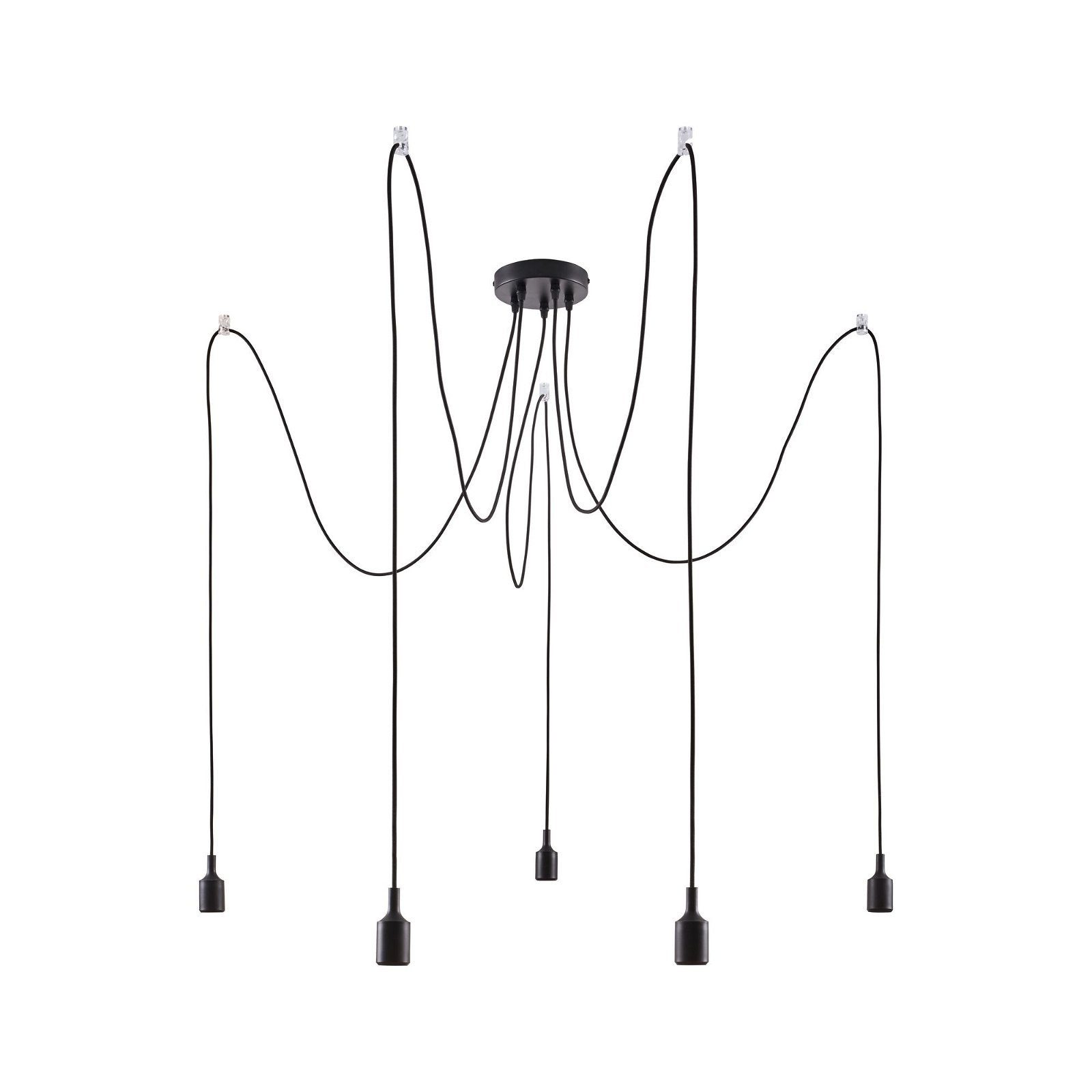 Paulmann Pendelleuchte Neordic Ketil max.5x60W Schwarz 230V Silikon/Metall, ohne Leuchtmittel, E27