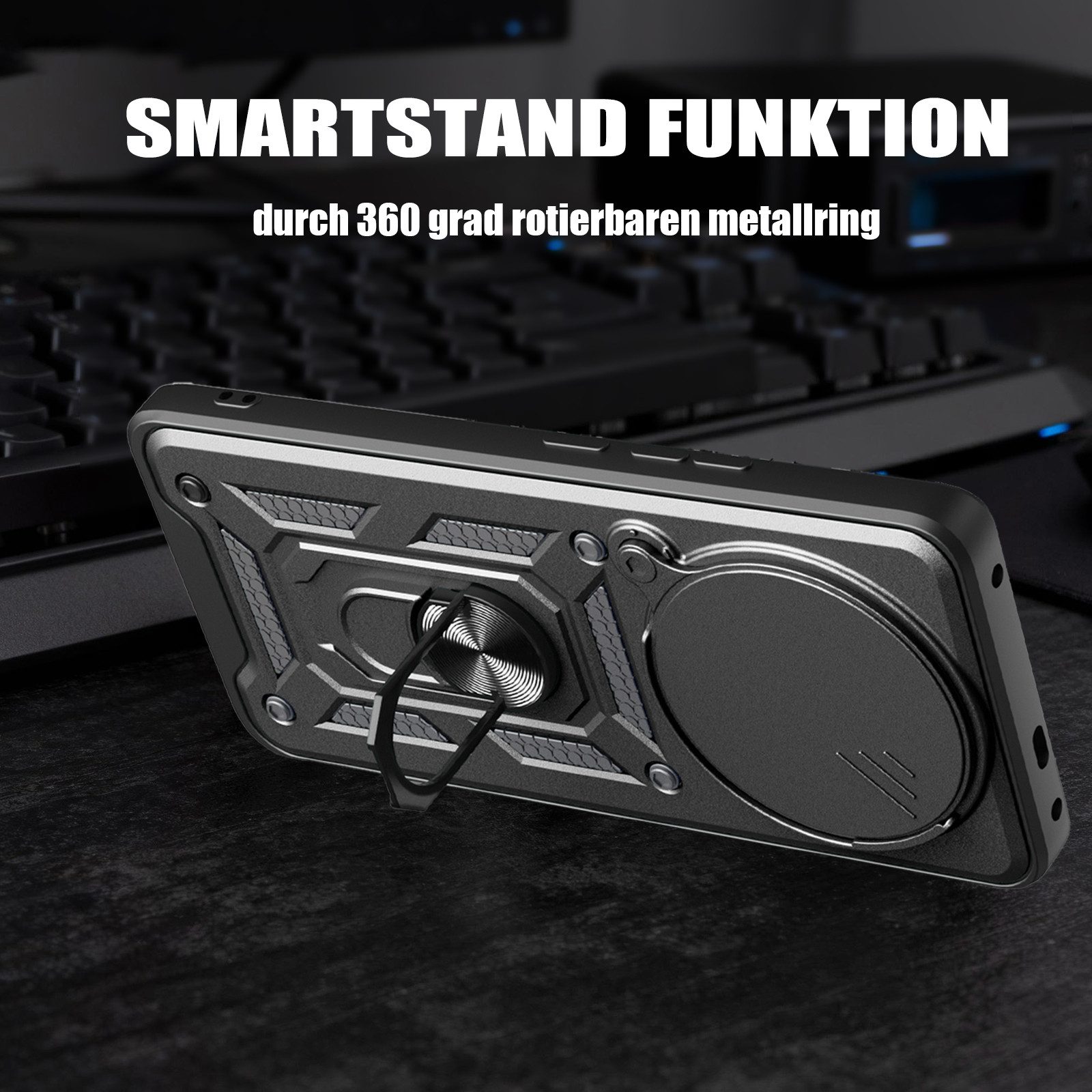 betterfon Handyhülle Panzer Hülle für Honor Magic 8 Lite Outdoor Case mit Kameraschutz, Outdoorhülle mit Ringhalter Smartstand und Silikonkern – Bild 4 von 5