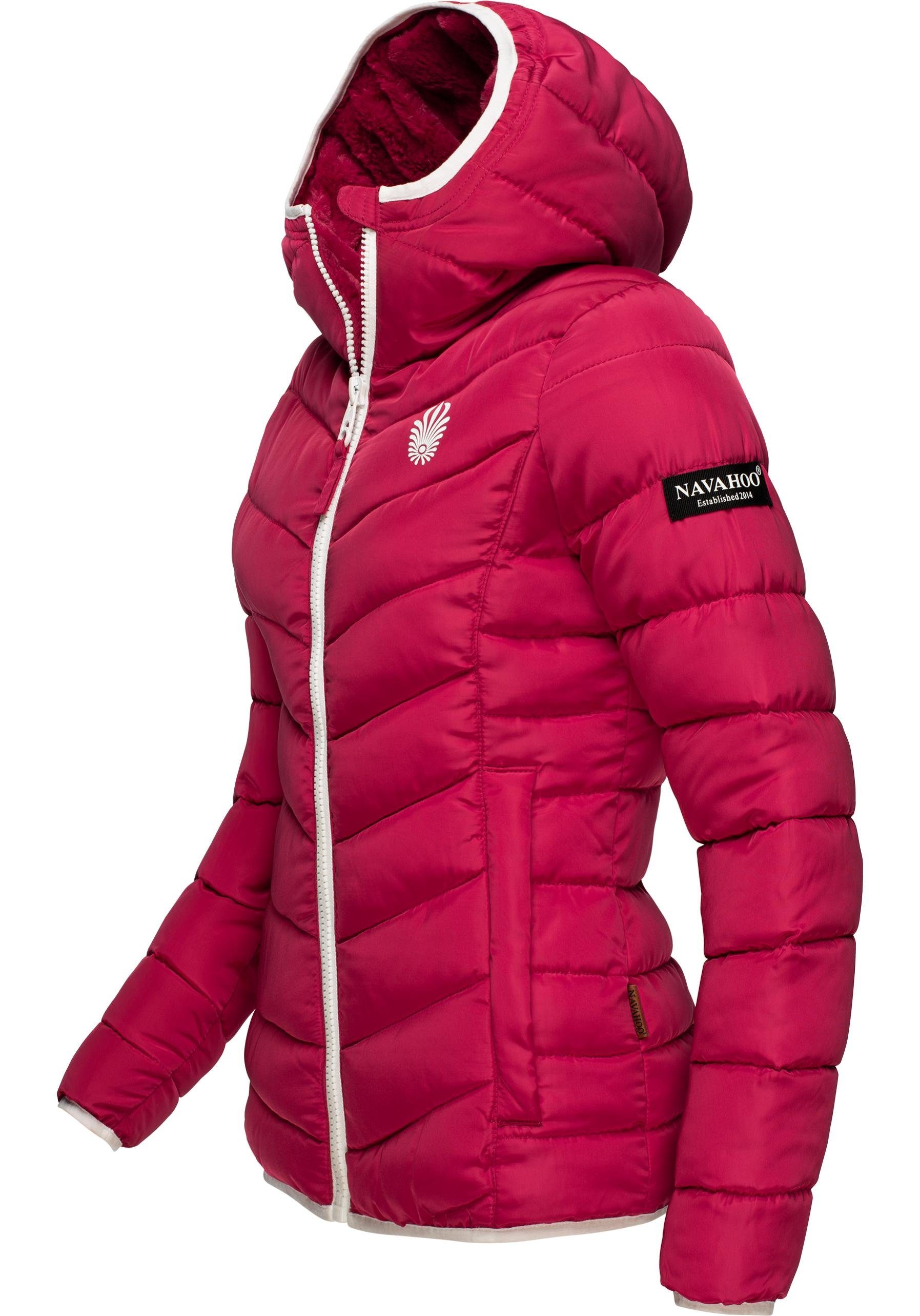 Navahoo Steppjacke Elva stylische Damen Kapuze Winterjacke mit fuchsia