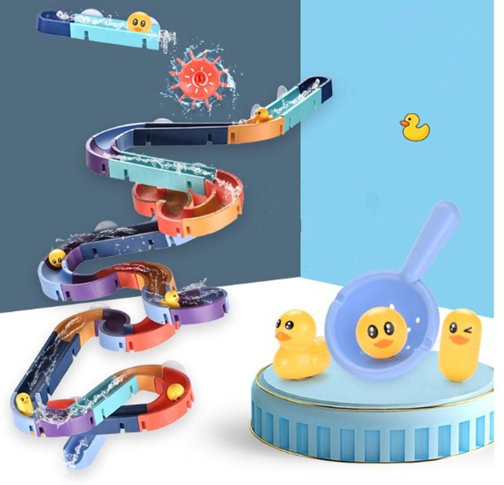 XDeer Badespielzeug Badespielzeug,Badewannenspielzeug Kinder,DIY Kugelbahn Badewannen (48-tlg), Spielzeug Kinder Badespielzeug ab 3-6 Jahre, Wasserspielzeug Kinder