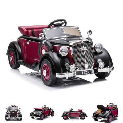 ES-Toys Elektro-Kinderauto Kinder Elektroauto Oldtimer, Belastbarkeit 50 kg, Audi Horch 930V, EVA-Reifen, MP3, lizenziert