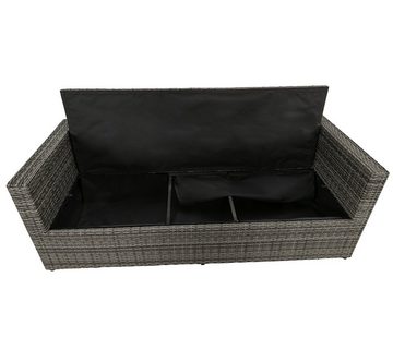 Dehner Gartenlounge-Set Sitzbank Föhr, 178 x 84 x 75 cm, Praktisches Loungesofa mit viel Stauraum und einer klappbaren Ablage