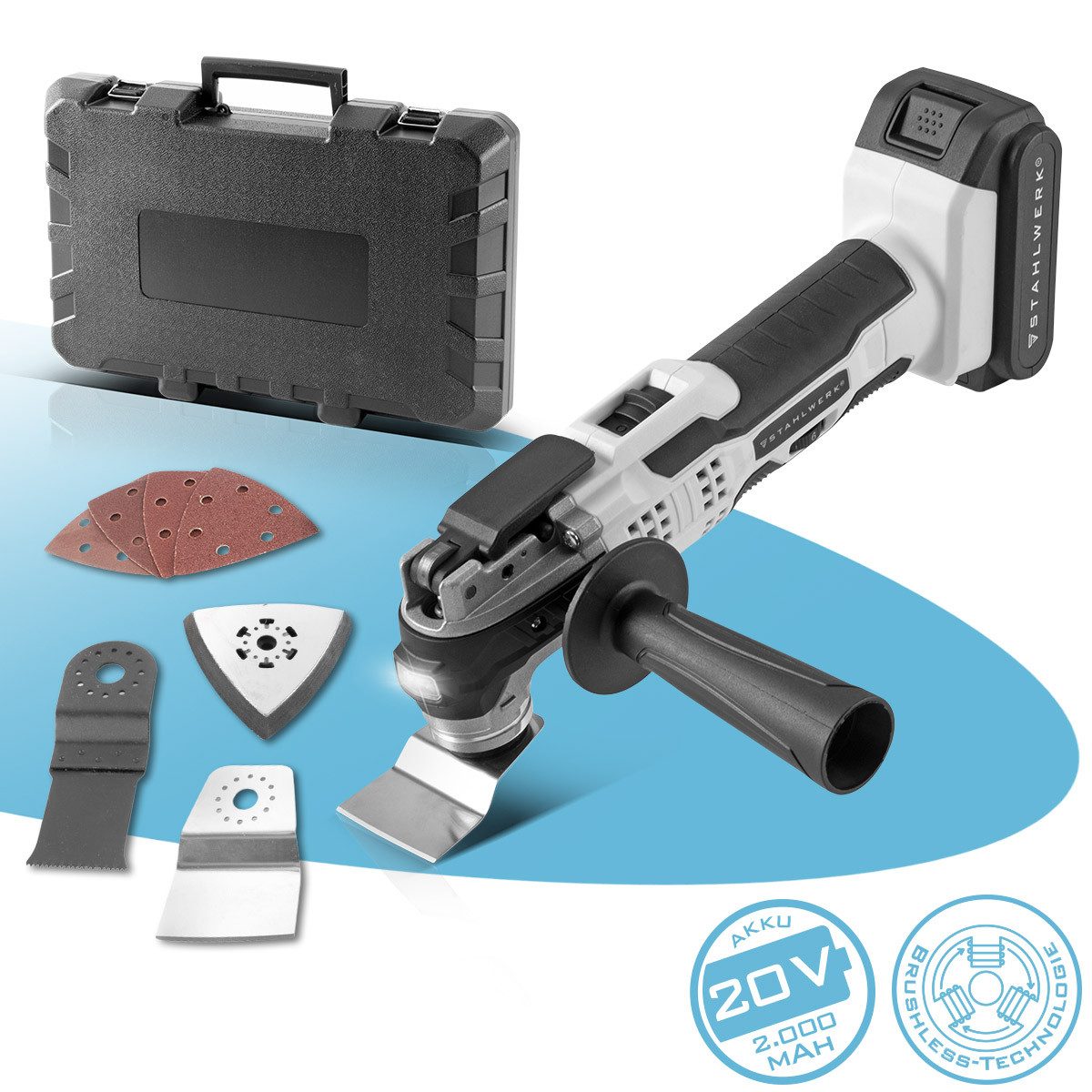 STAHLWERK Multitool OMT-20 ST Akku-Oszillations/Multifunktionswerkzeug, (Set, 1 St., Set), mit 900 Watt zum Schneiden