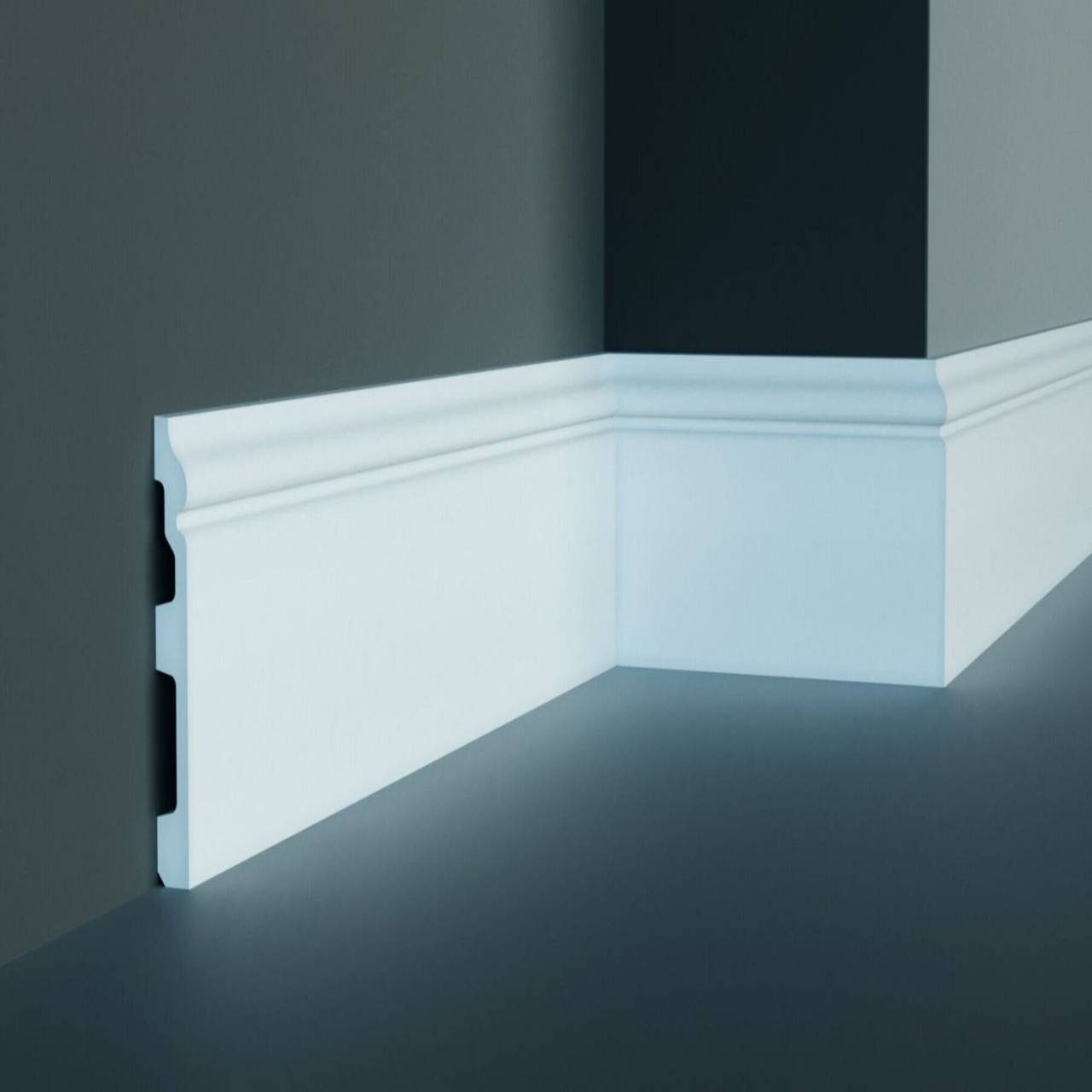 PROVISTON Sockelleiste Polyurethan, 120 x 15 x 2000 mm, Weiß, Kunststoff Fußleiste, L: 200 cm, 1-St.