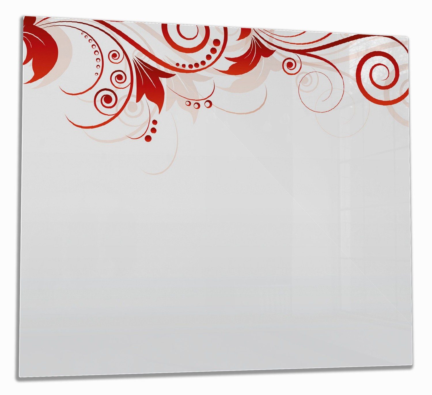 Wallario Herd-Abdeckplatte Abstrakte rote Blumenschnörkel, ESG-Sicherheitsglas, (Glasplatte, 1 tlg., inkl. 5mm Noppen), verschiedene Größen