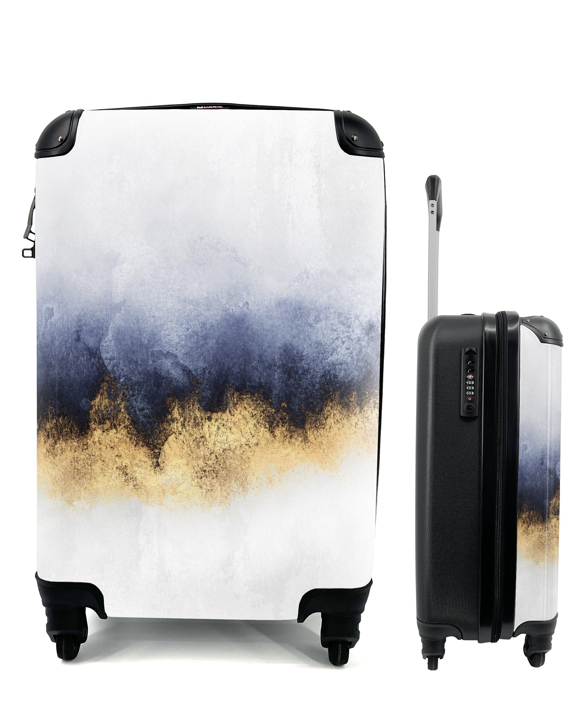 MuchoWow Handgepäckkoffer Abstrakt - Gold - Luxus, 4 Rollen, Reisetasche mit rollen, Handgepäck für Ferien, Trolley, Reisekoffer