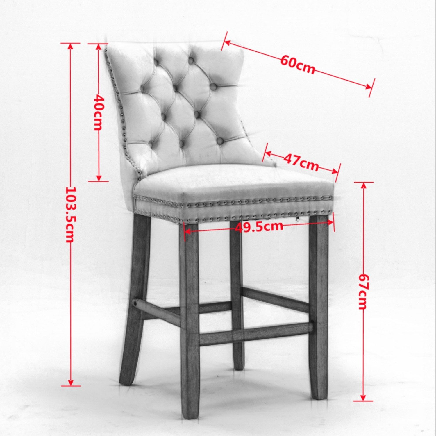 ANYSUN Barhocker Moderne Barhocker 2er Set,Esszimmerstühle mit Tuftedekoration (Knopfheftung, Holzbeinen und Chrom-Nagelkopfbesatz, 2er-Set), Barhocker mit weicher Sitzfläche für Küchen-Cafeteria-Inseltisch