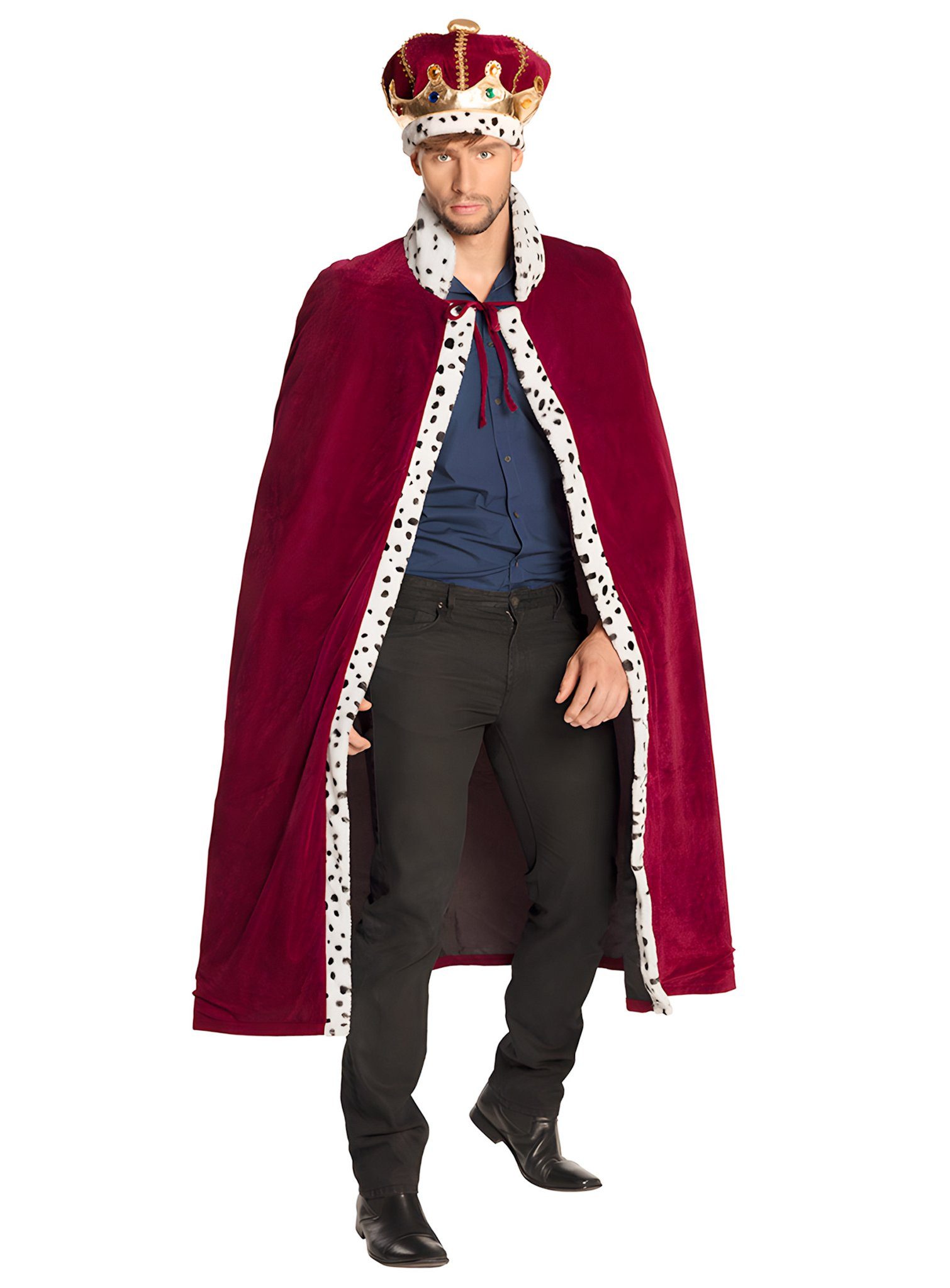 Boland Kostüm König Kostümset - Karnevalskostüm Herren Fasching, Bordeauxfarbene Robe und Krone für Kaiser und Könige