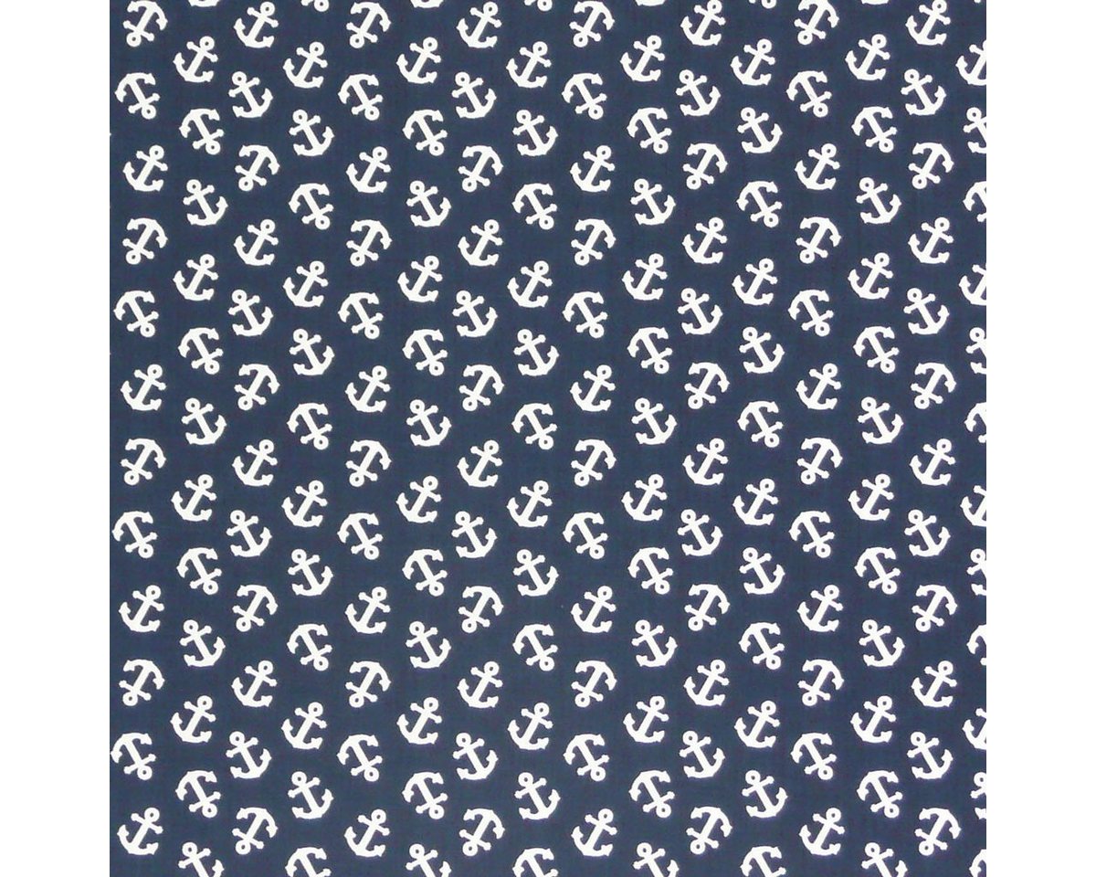Thumbnail - SCHÖNER LEBEN. Stoff Baumwollstoff Stoff Meterware Maritim dunkelblau mit weißen Ankern