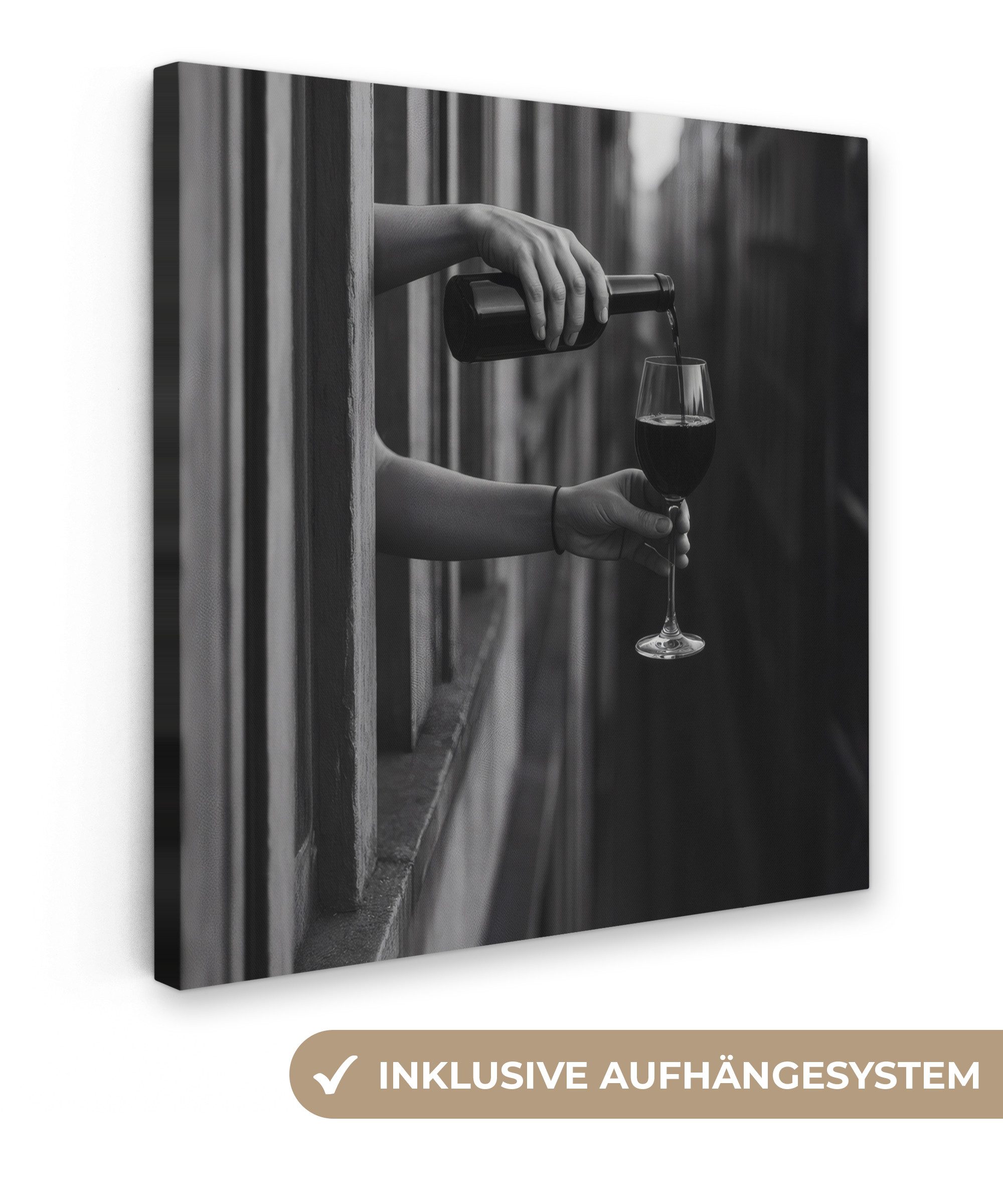 OneMillionCanvasses® Leinwandbild Weinflasche - Glas - günstig online kaufen