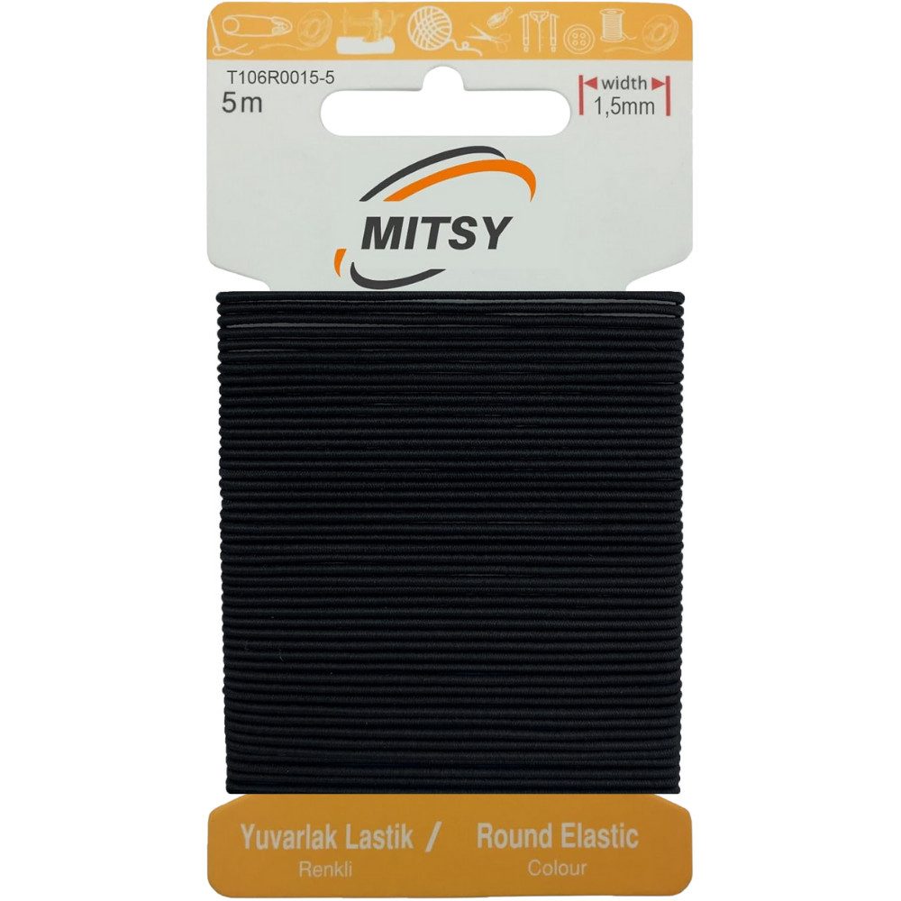 MITSY Gummibänder elastisches Gummiband 1,5/3/5/6/8/10/20/30 mm Gummilitze 5/10/25/100 m, Reißfest, Stark für Kleidung & DIY, ISO 9001/14001/OHSAS zertifiziert