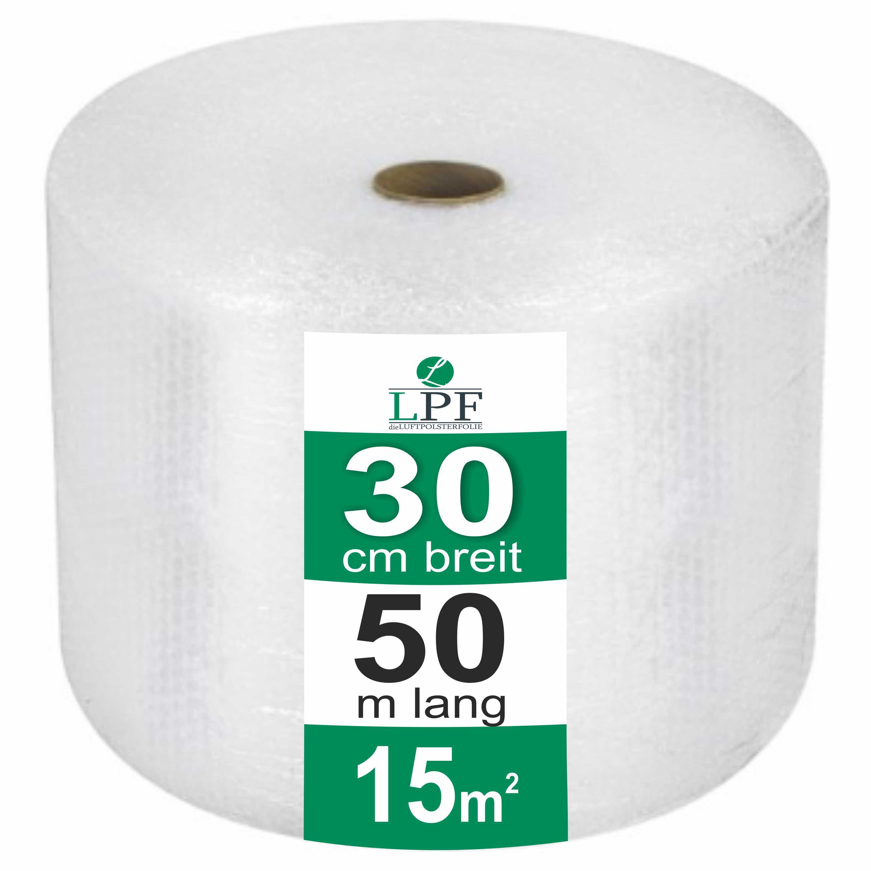 LPF dieLUFTPOLSTERFOLIE Schutzfolie Luftpolsterfolie Breite 30cm x Länge 50m Noppenfolie Verpackungsfolie