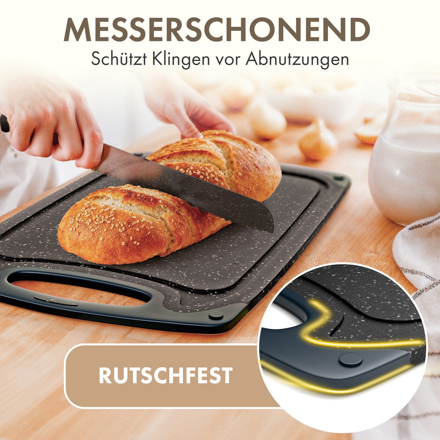 Blumtal Schneidebrett Frühstücksbrettchen Kunststoff, 2er-/3er-Set, verschiedene Größen, (2-St), Brettchen spülmaschinenfest Kunststoff BPA-frei